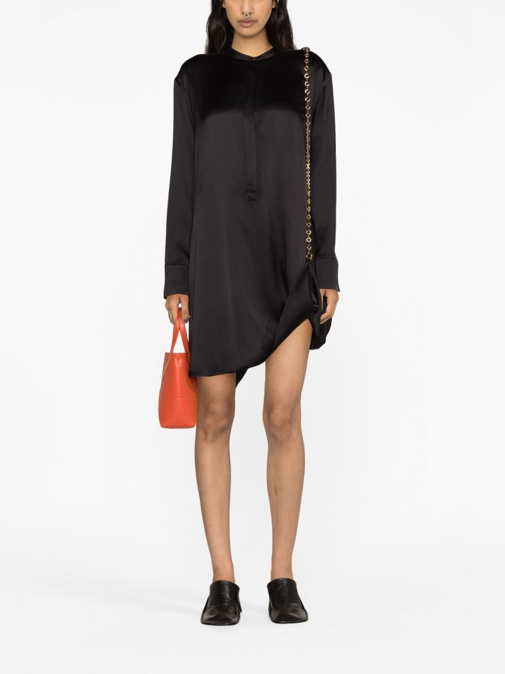 Chain embellished silk shirtdress - 2