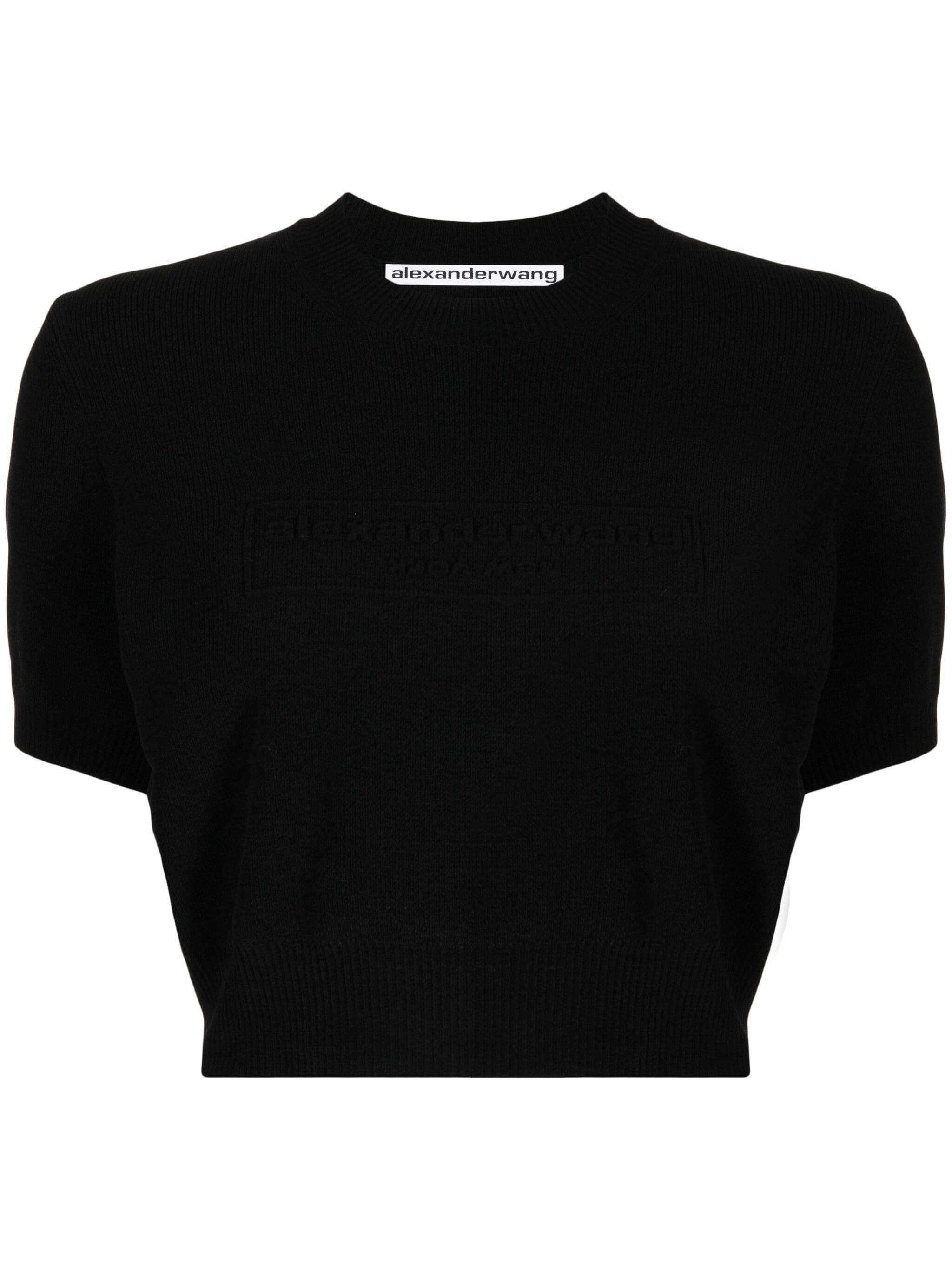 ALEXANDER WANG - Women Embossed Logo Ribbed Short Sleeve Tee - 5