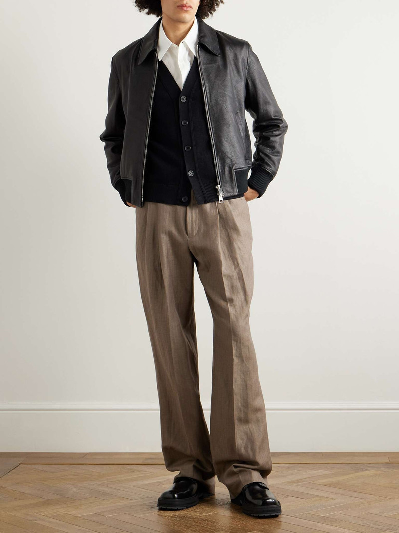 AMI Paris Leather Bomber Jacket outlook
