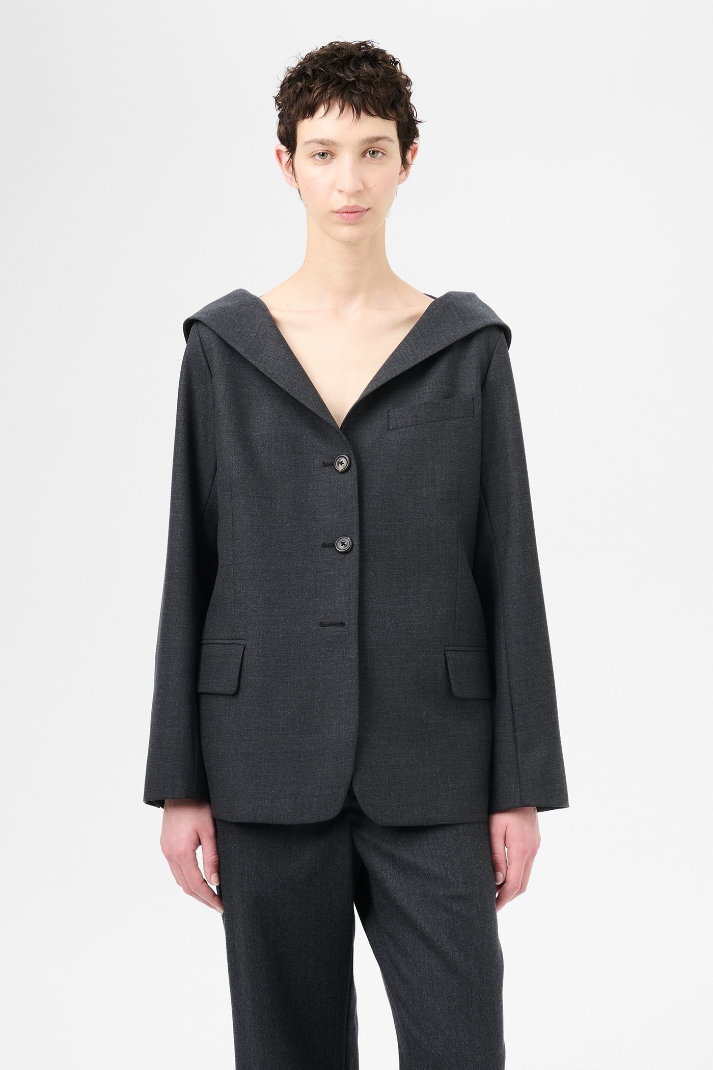 Kaonashi Blazer Premium Charcoal Office Wool - 3