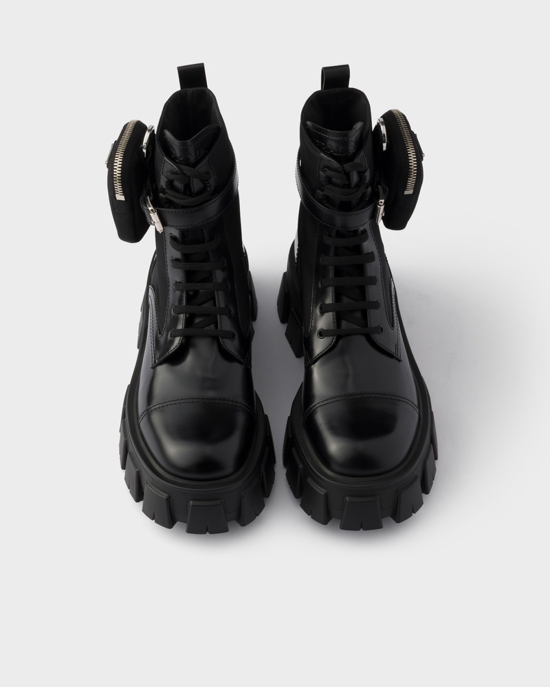 Monolith leather and Re-Nylon booties with pouch 3