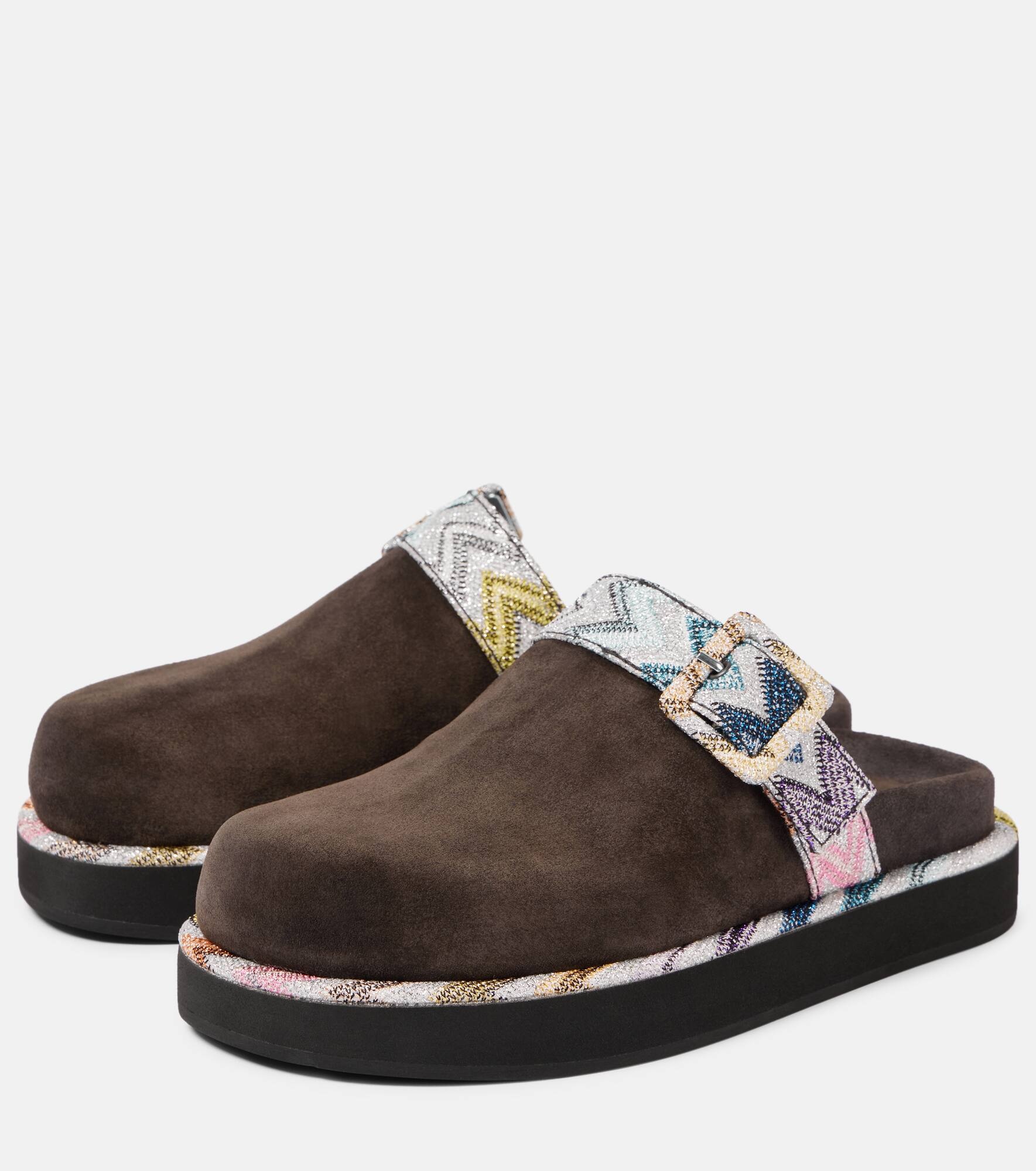 Zigzag suede clogs - 4