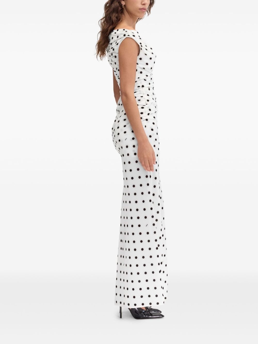 JACQUEMUS Rita polka-dot ruched maxi dress | mytheresa