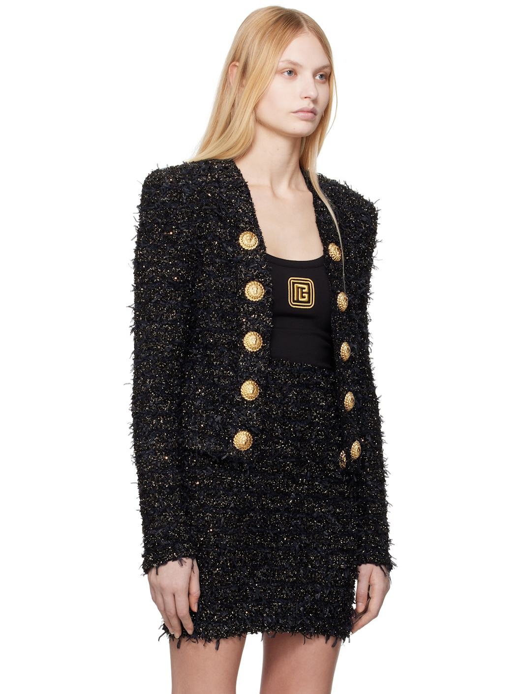Black Edge-To-Edge Tweed Jacket - 2