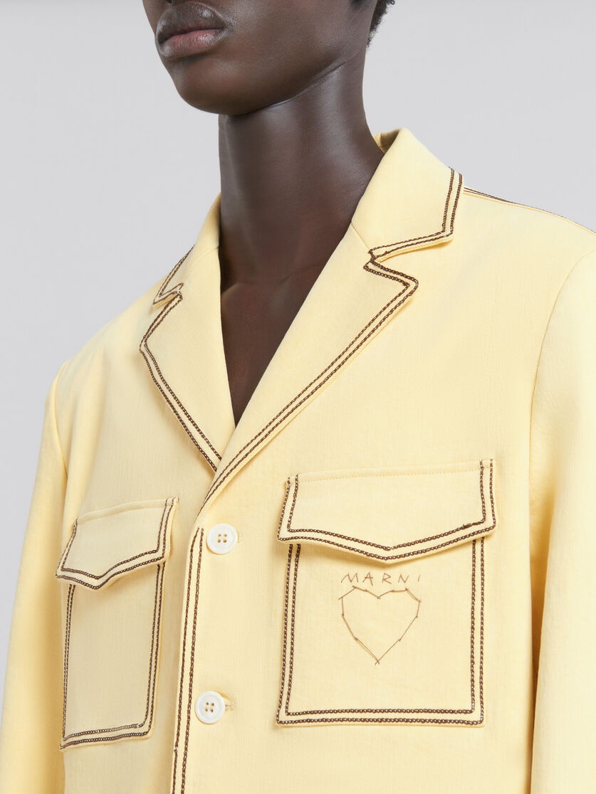YELLOW ORGANIC DENIM BLAZER WITH CONTRAST STITCHING - 5