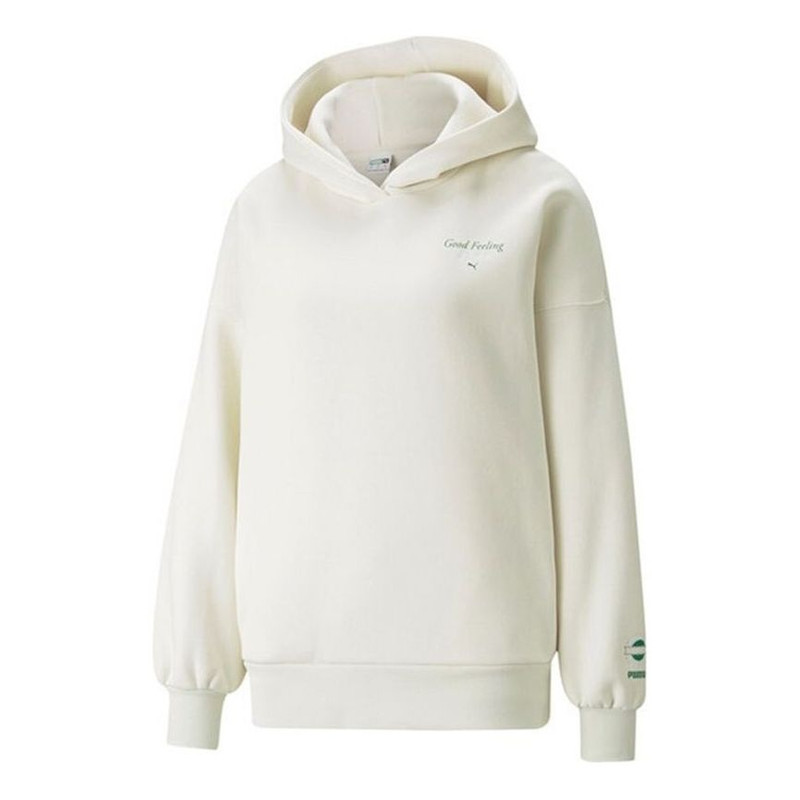 (WMNS) PUMA Logo Wellness Club Crew Hoodie 'White' 534397-73 - 1