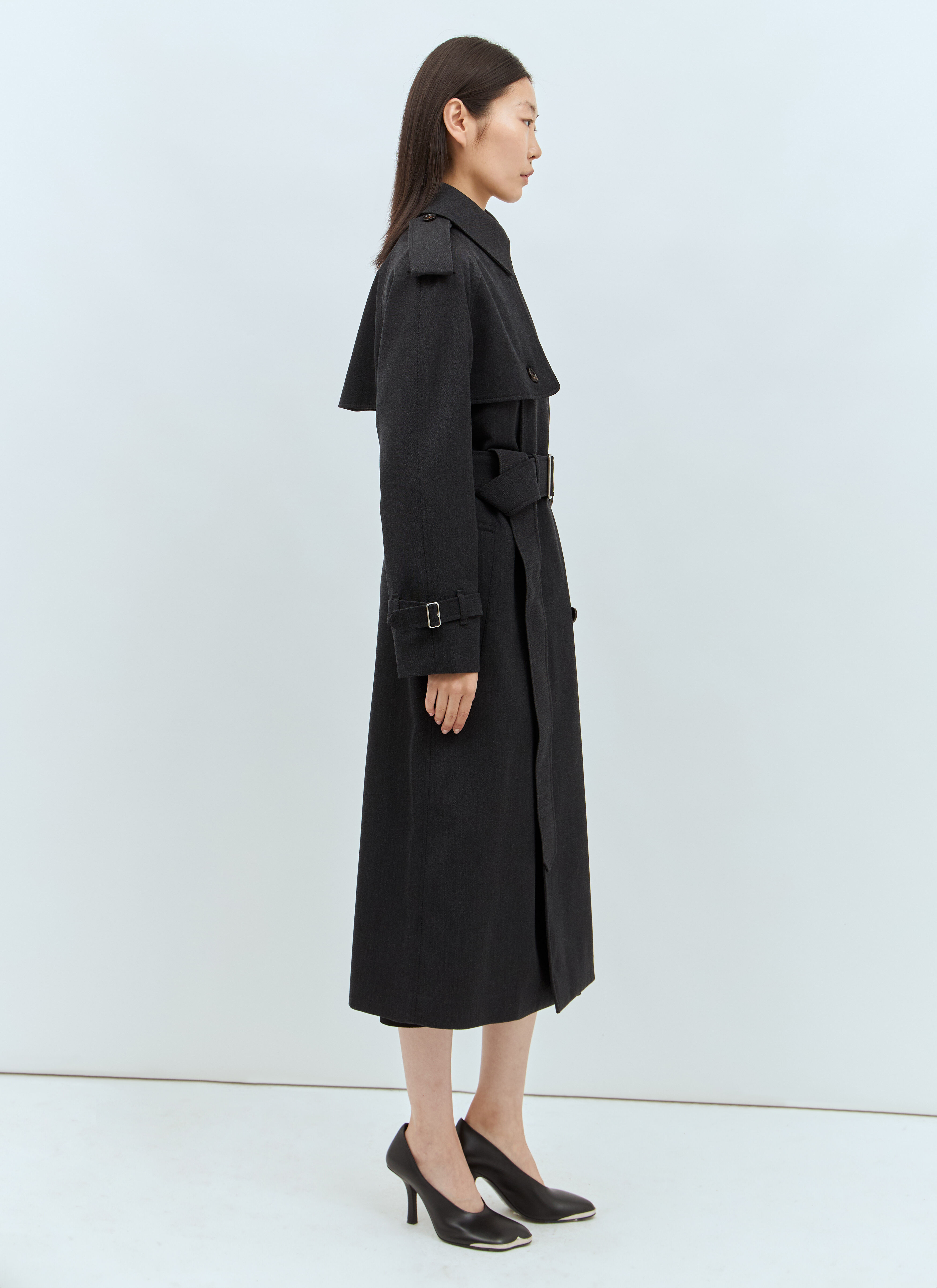 Long Wool Trench Coat - 5