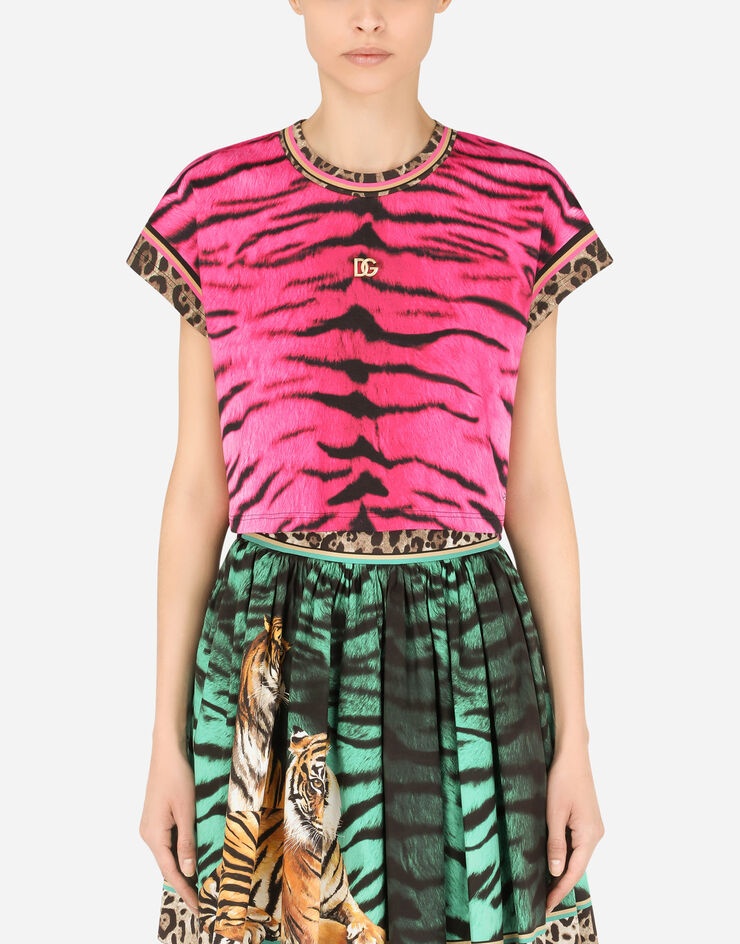 Interlock T-shirt with tiger print - 1