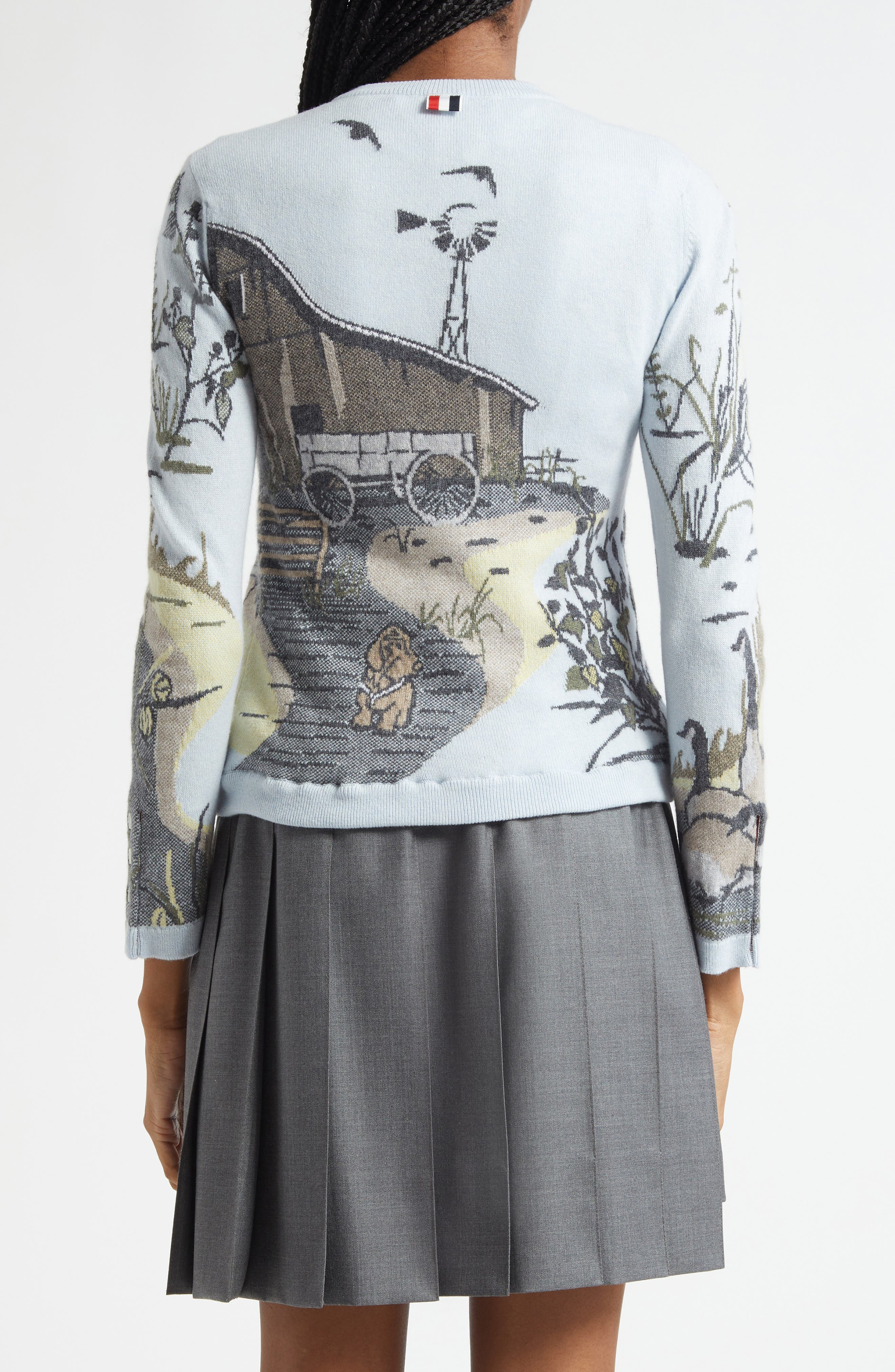 Thom Browne Seasonal Print Cashmere Cardigan in Light Blu at Nordstrom - 3