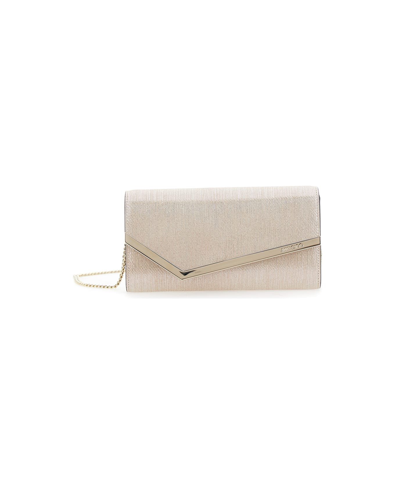 'emmie' Metallic Clutch With Chain-link Shoulder Strap And Embossed Logo Lettering On The Front In L - 1