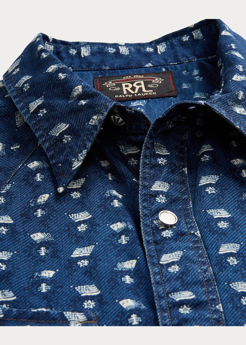 Slim Fit Indigo Print Western Shirt 3