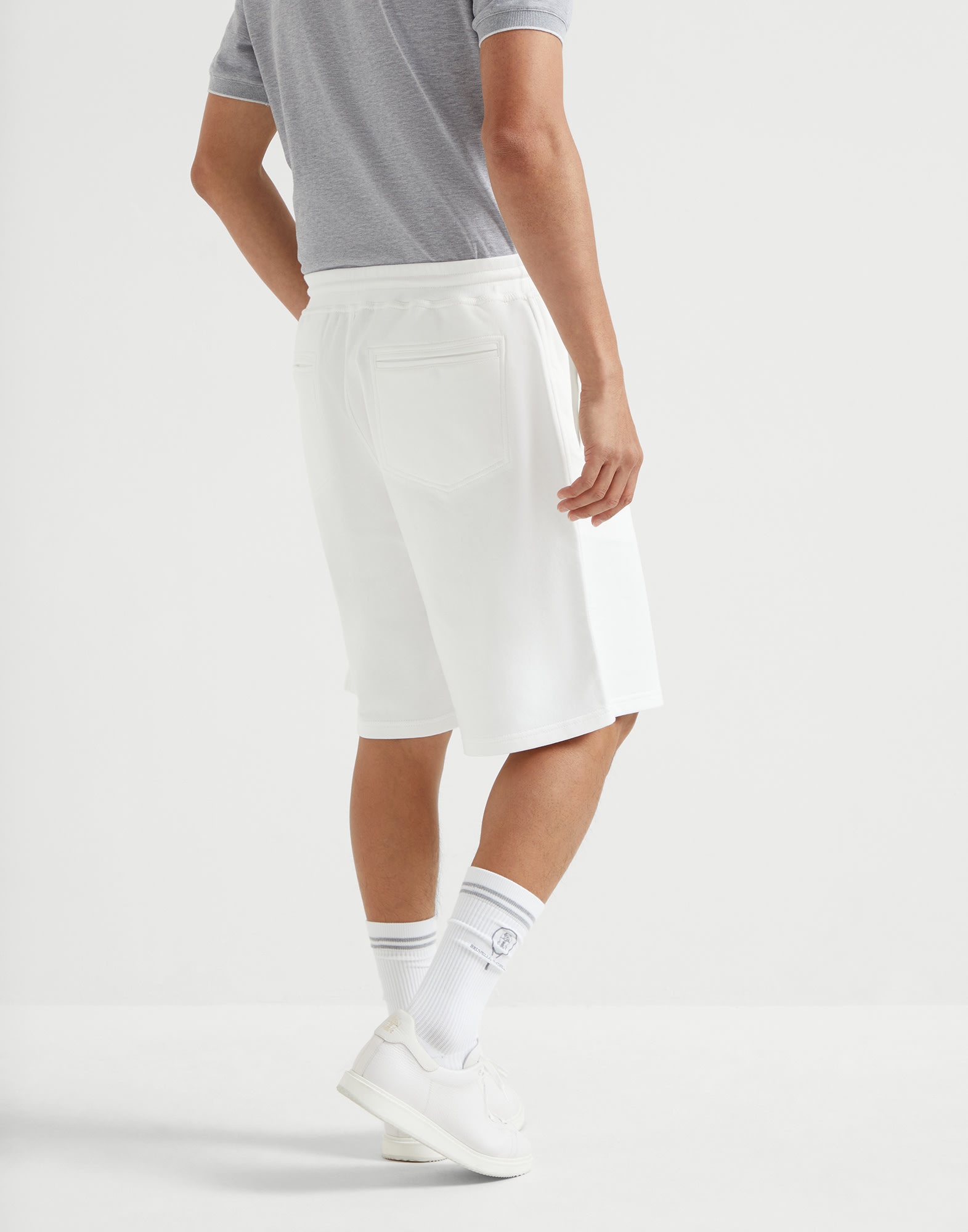 Techno cotton French terry shorts with piping - 2