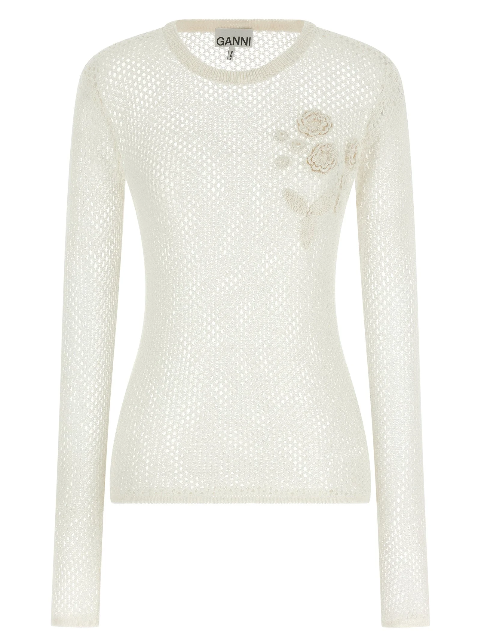 Ganni Women Pointelle Cotton Sweater - 1