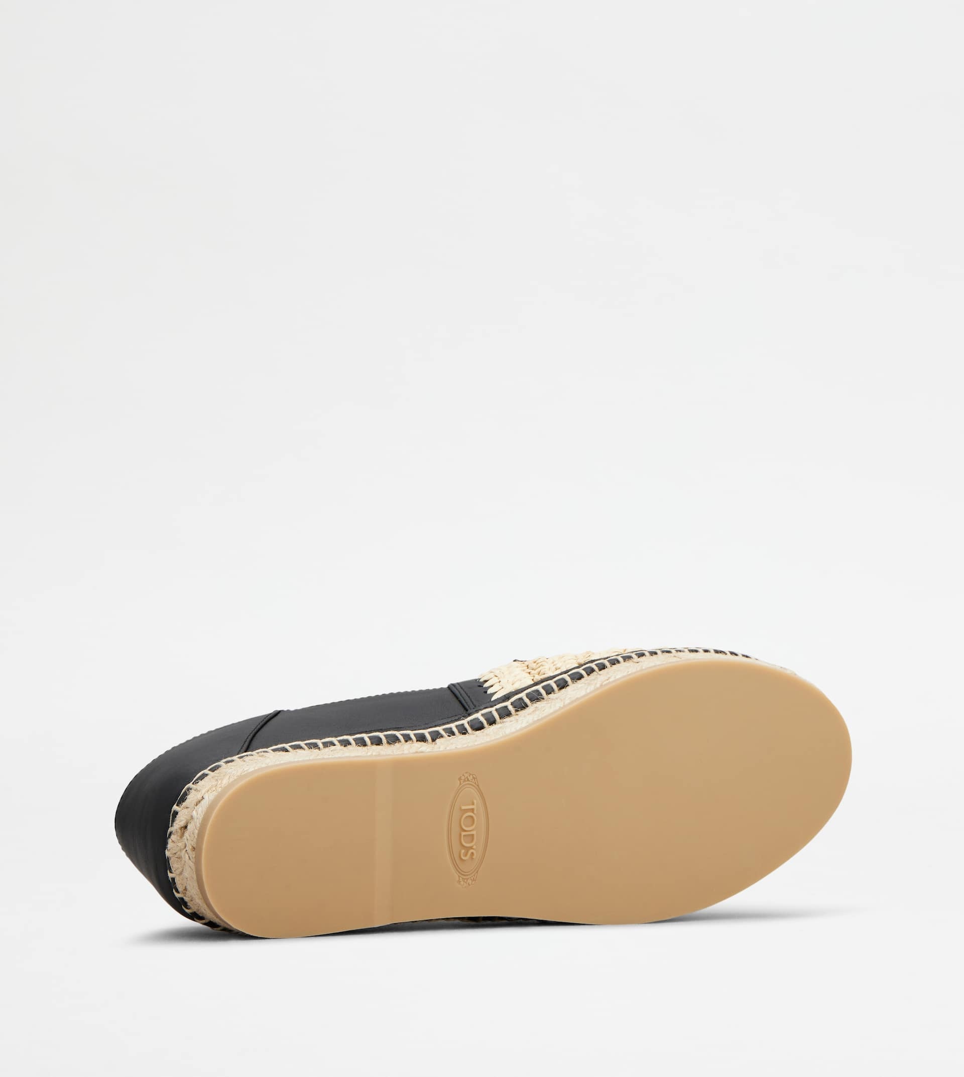 ESPADRILLES IN LEATHER AND FABRIC - BLACK, BEIGE - 5