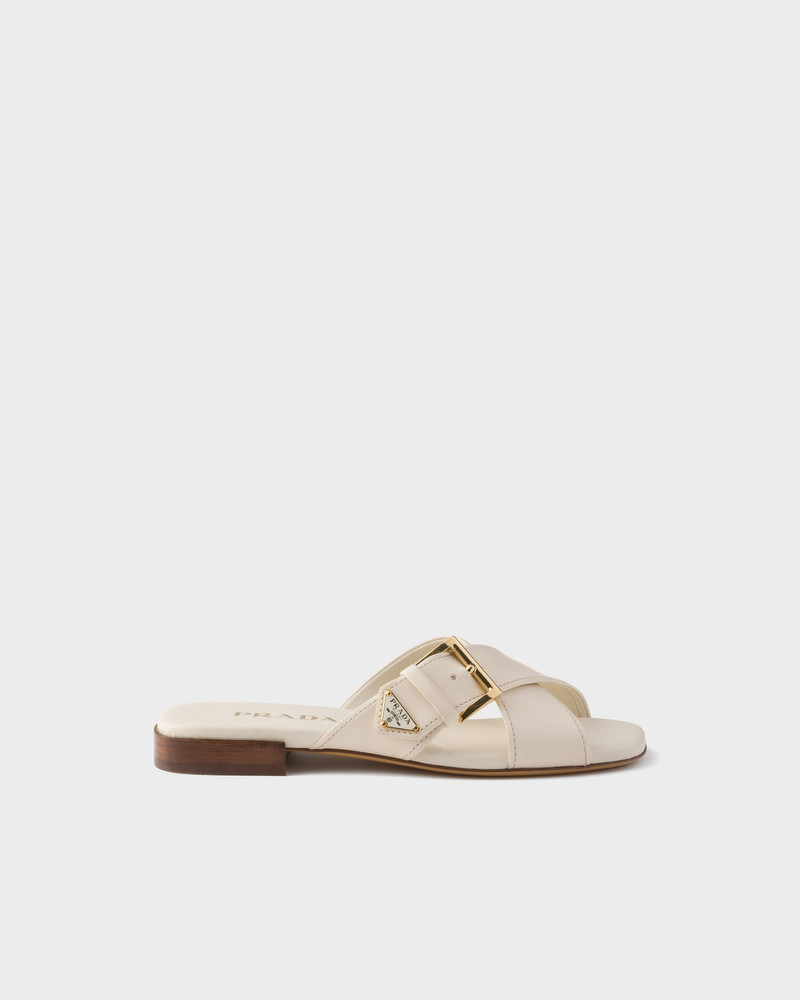 Prada Leather crisscross slides with buckle outlook