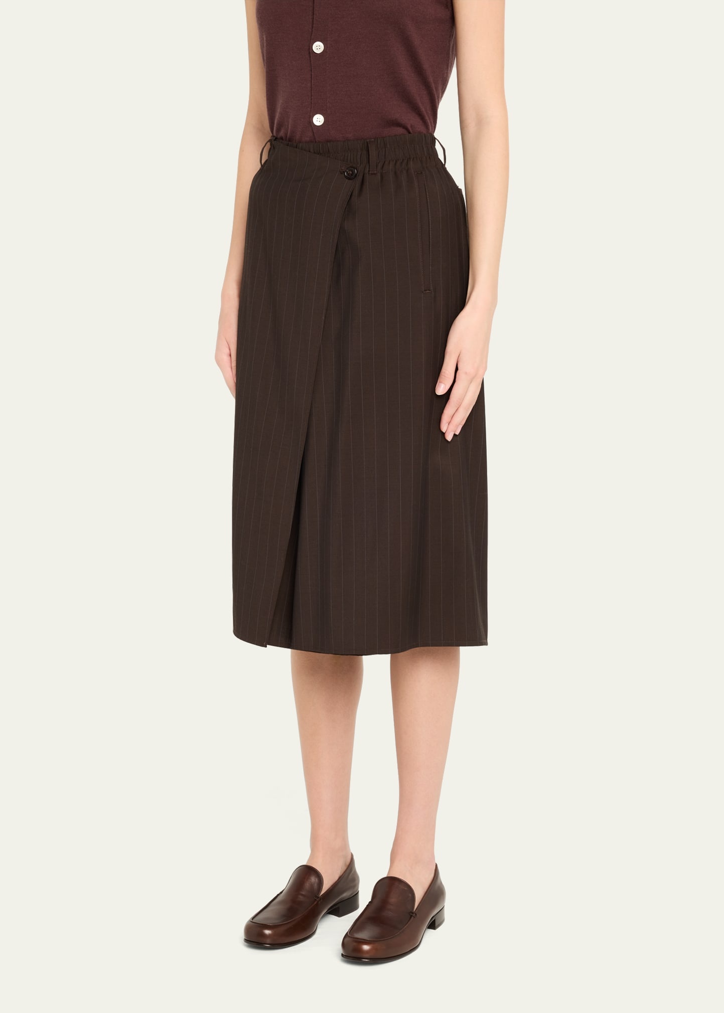 Pinstripe Wrap Shorts - 4