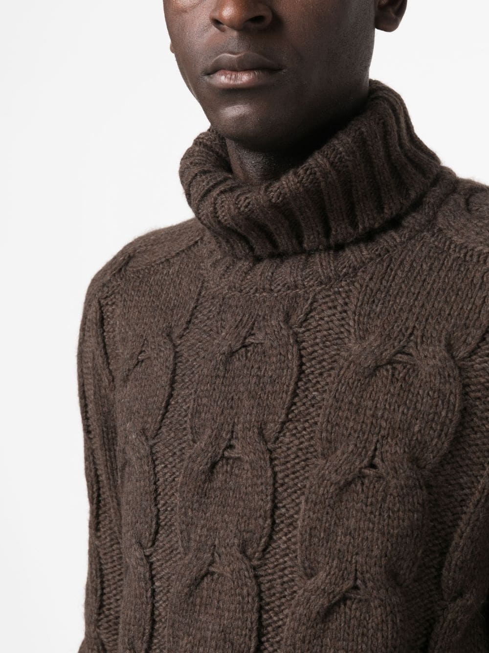 cable-knit roll-neck jumper - 5