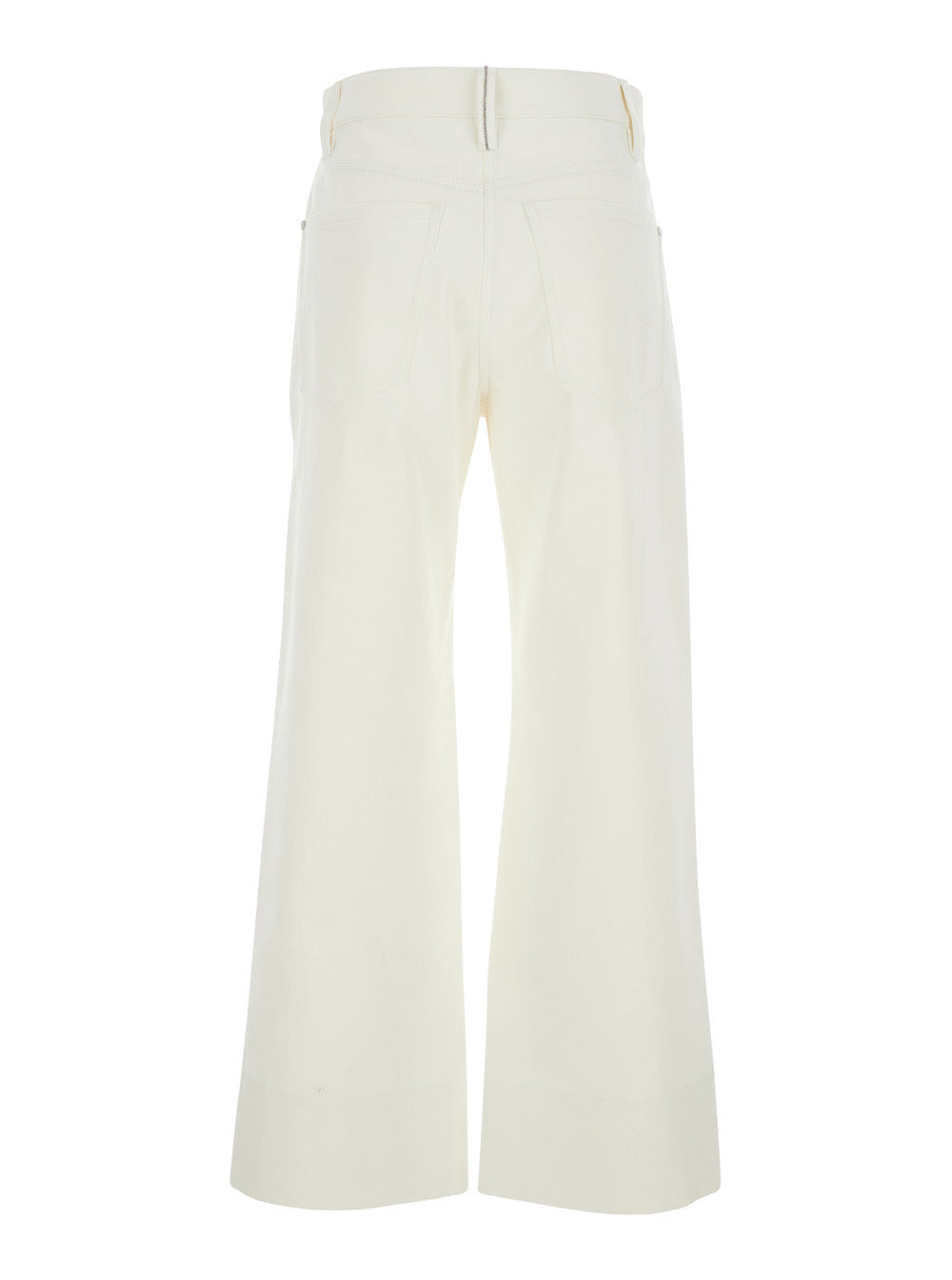 Brunello Cucinelli Women White Trousers With Back Jewel Detail In Cotton Blend Woman - 2