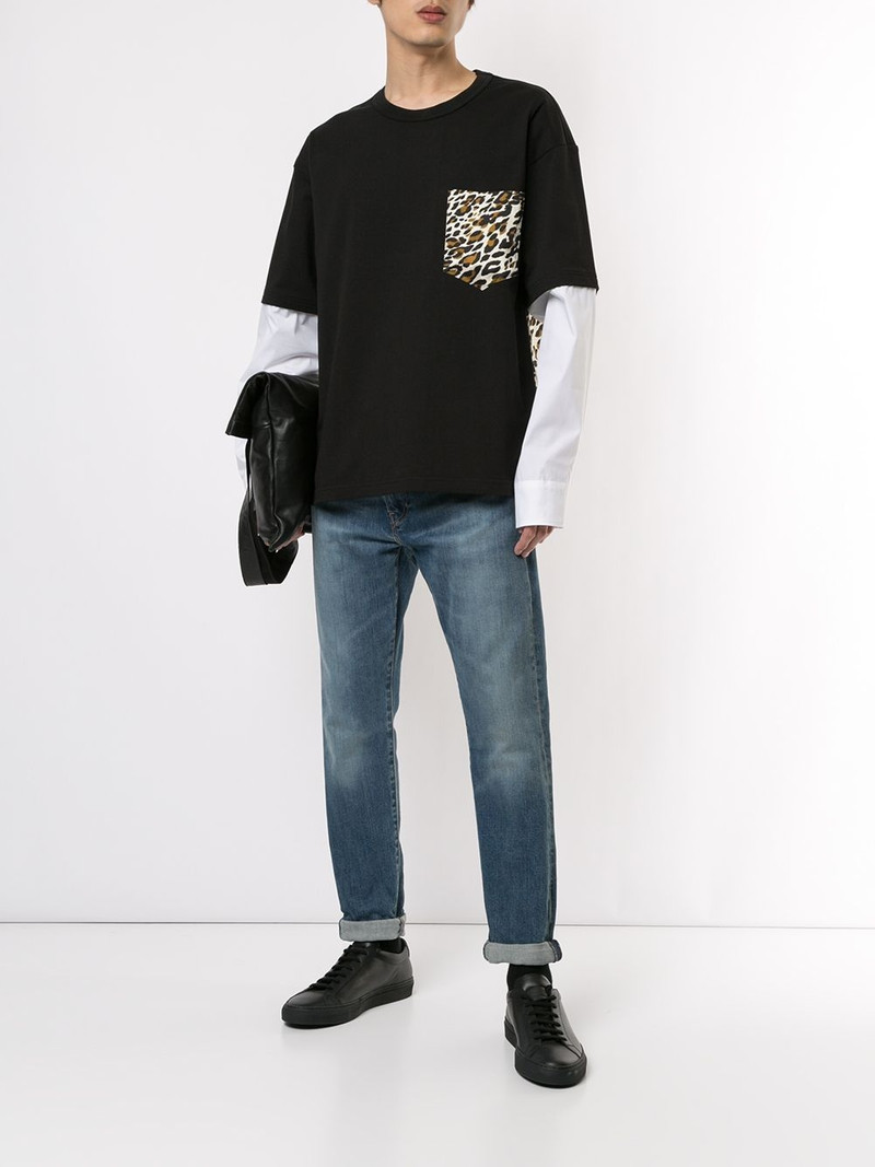 Roberto Cavalli leopard print panel T-shirt outlook
