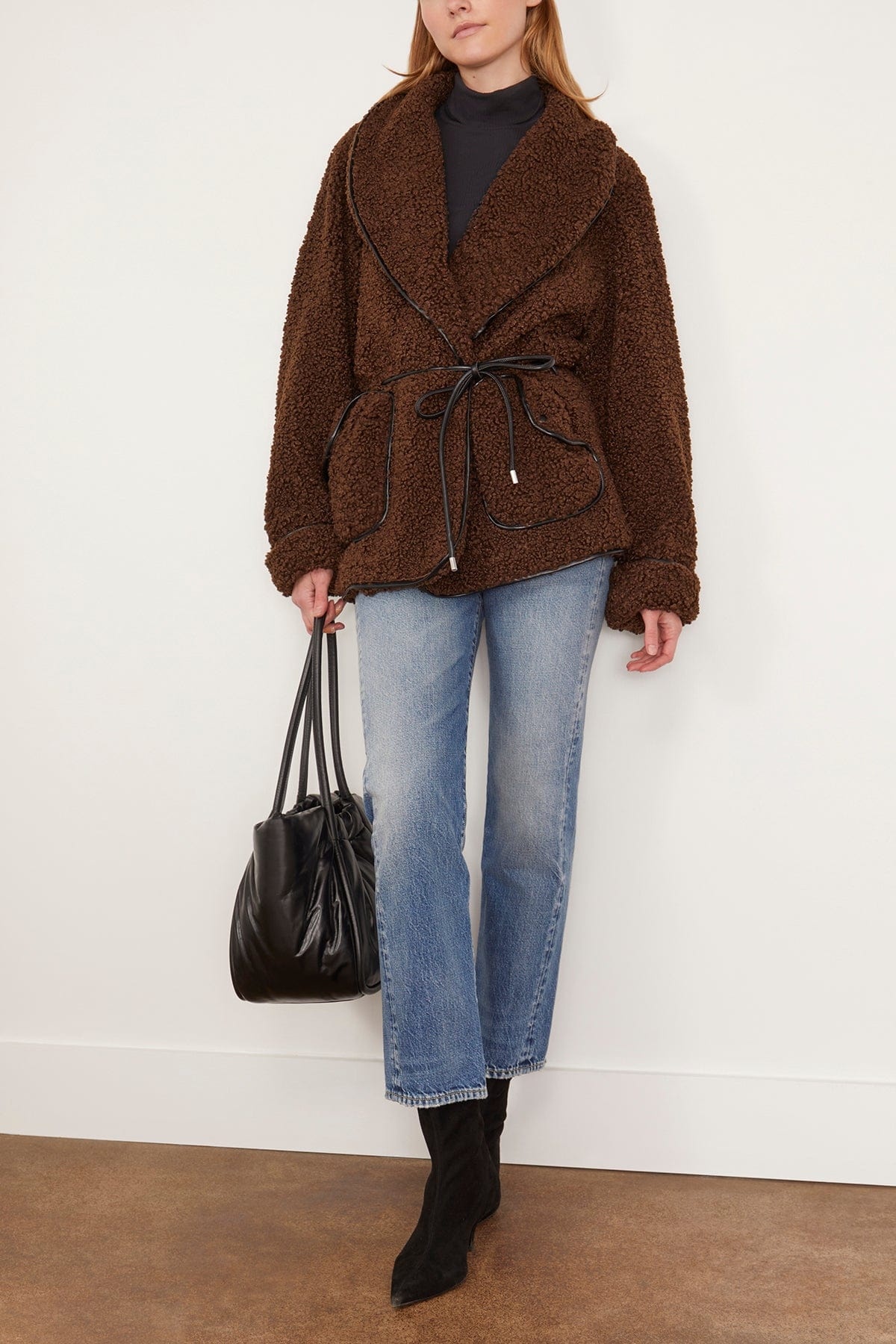 SIMKHAI Kimia Tie Waist Jacket in Raven | REVERSIBLE