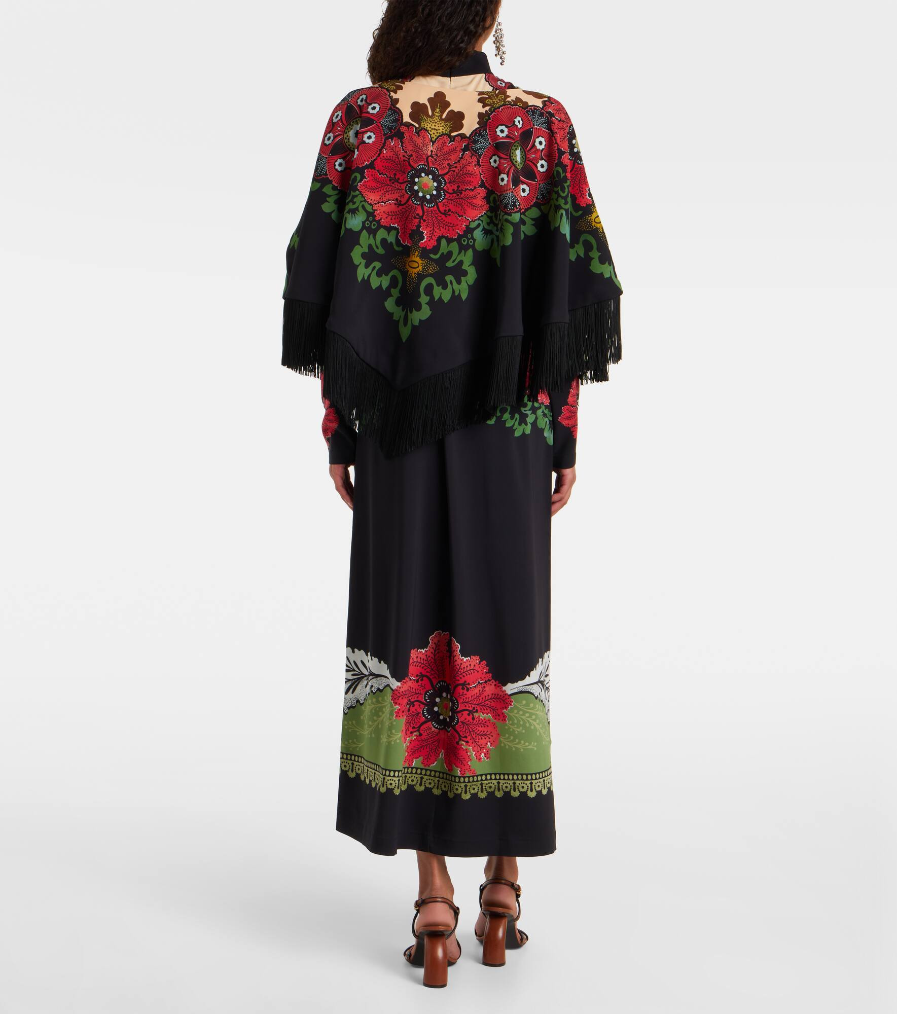 Printed fringed poncho - 3