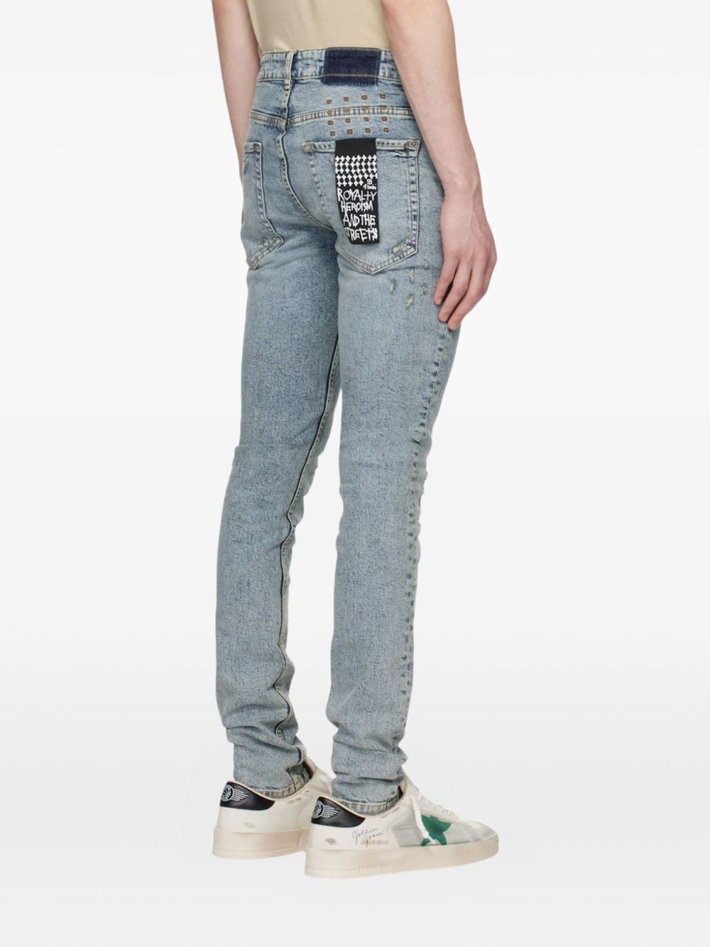distressed logo-patch jeans - 3