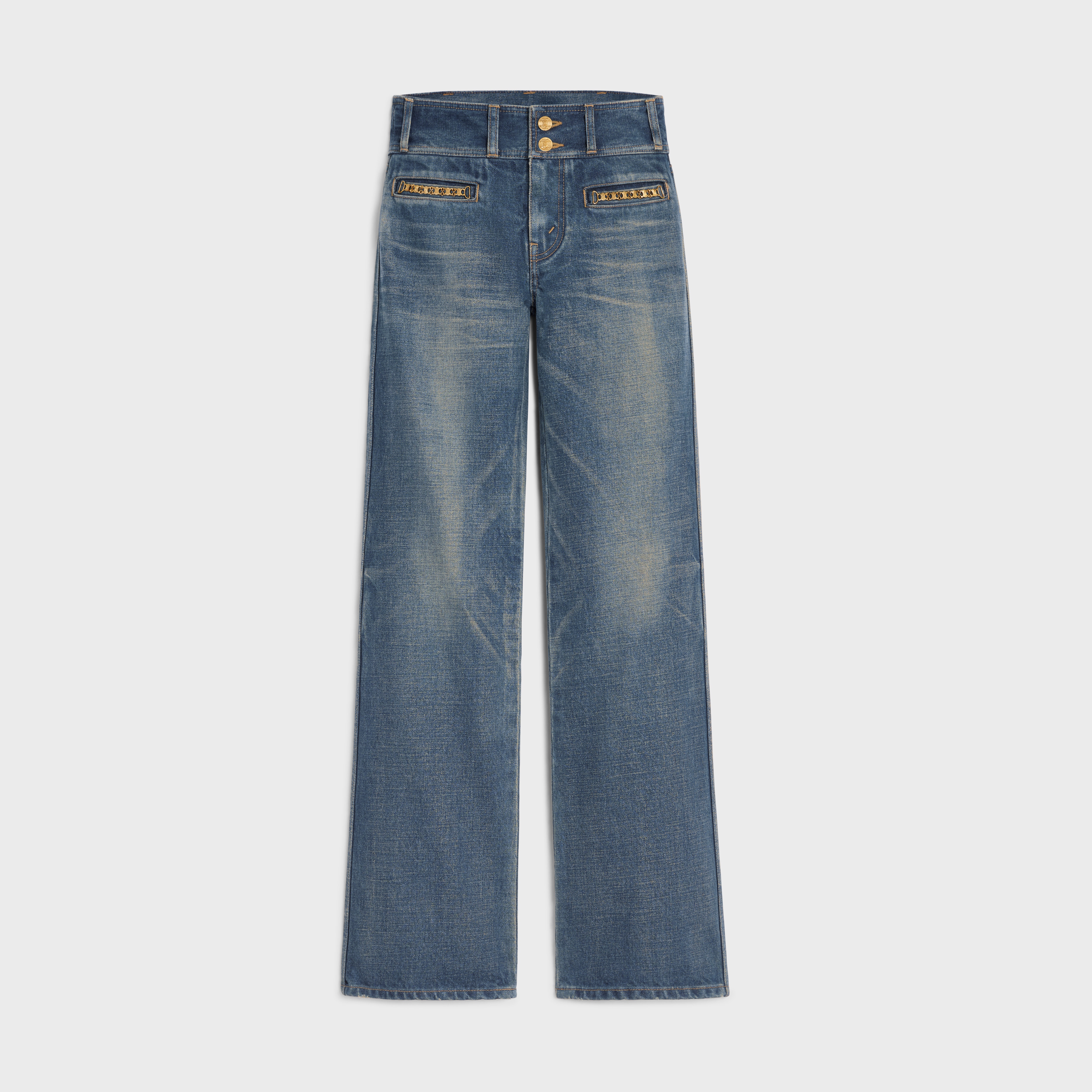 CELINE Jane flared jeans in dark union wash denim | REVERSIBLE