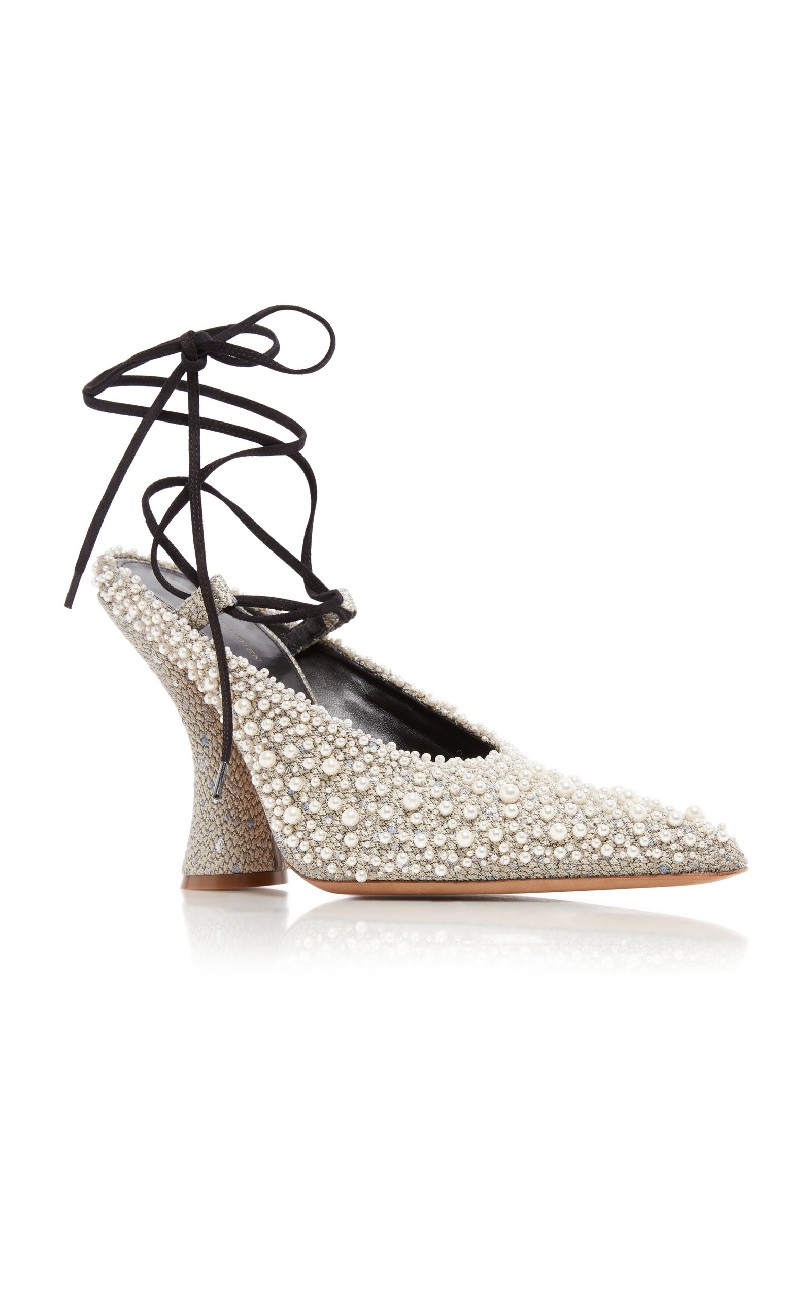 Pearl-Embellished Jacquard Pumps silver - 3