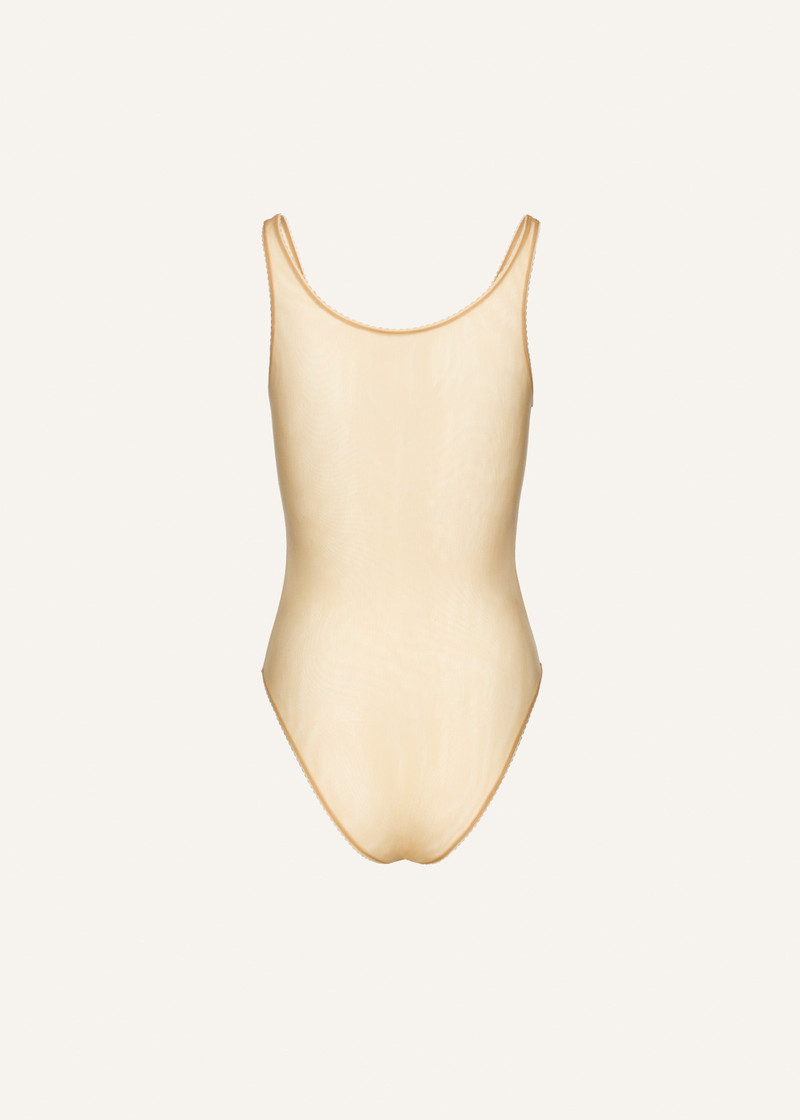 MAGDA BUTRYM Mesh scalloped bodysuit in nude outlook