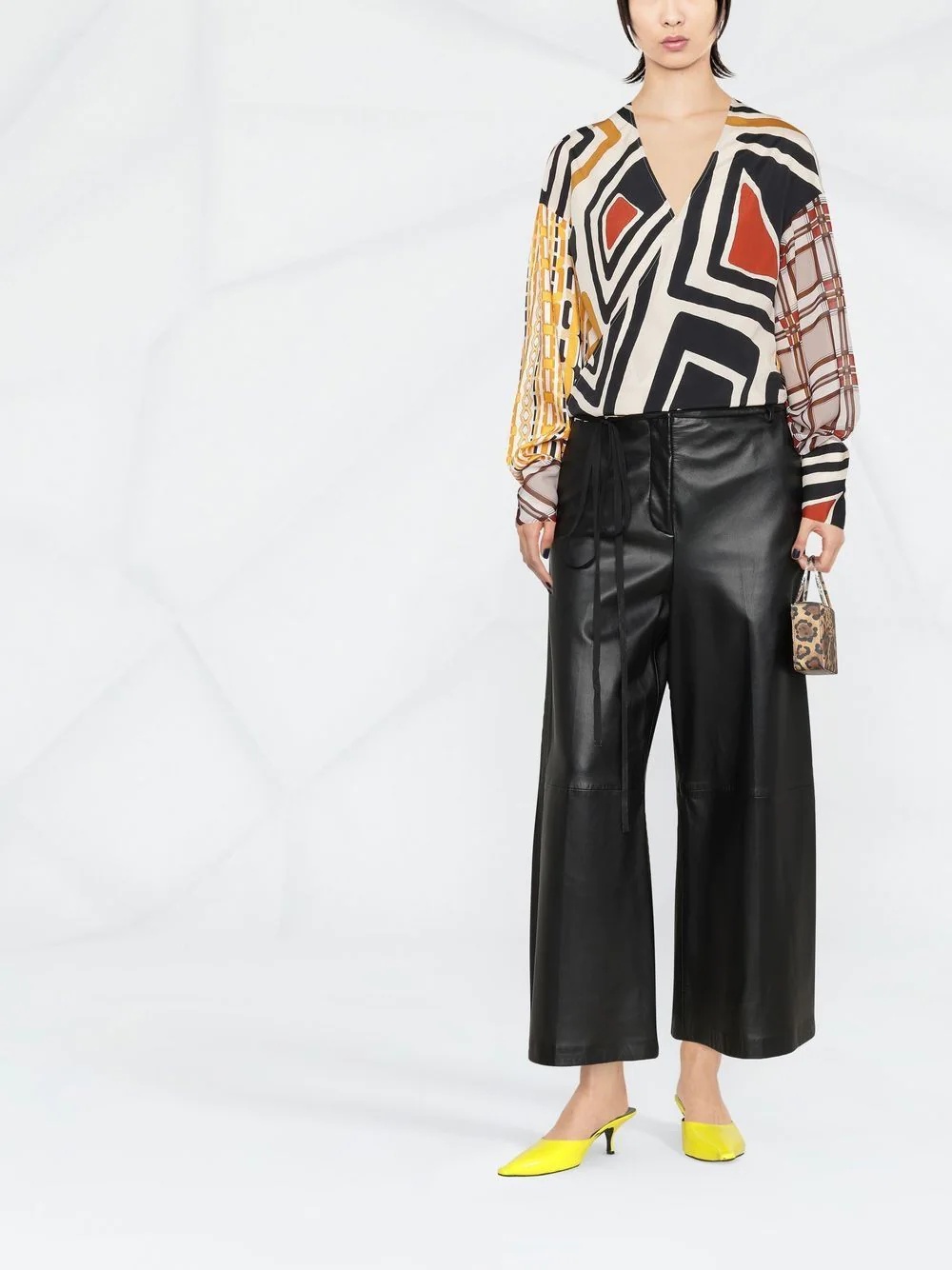 geometric-print wrap-front blouse - 2
