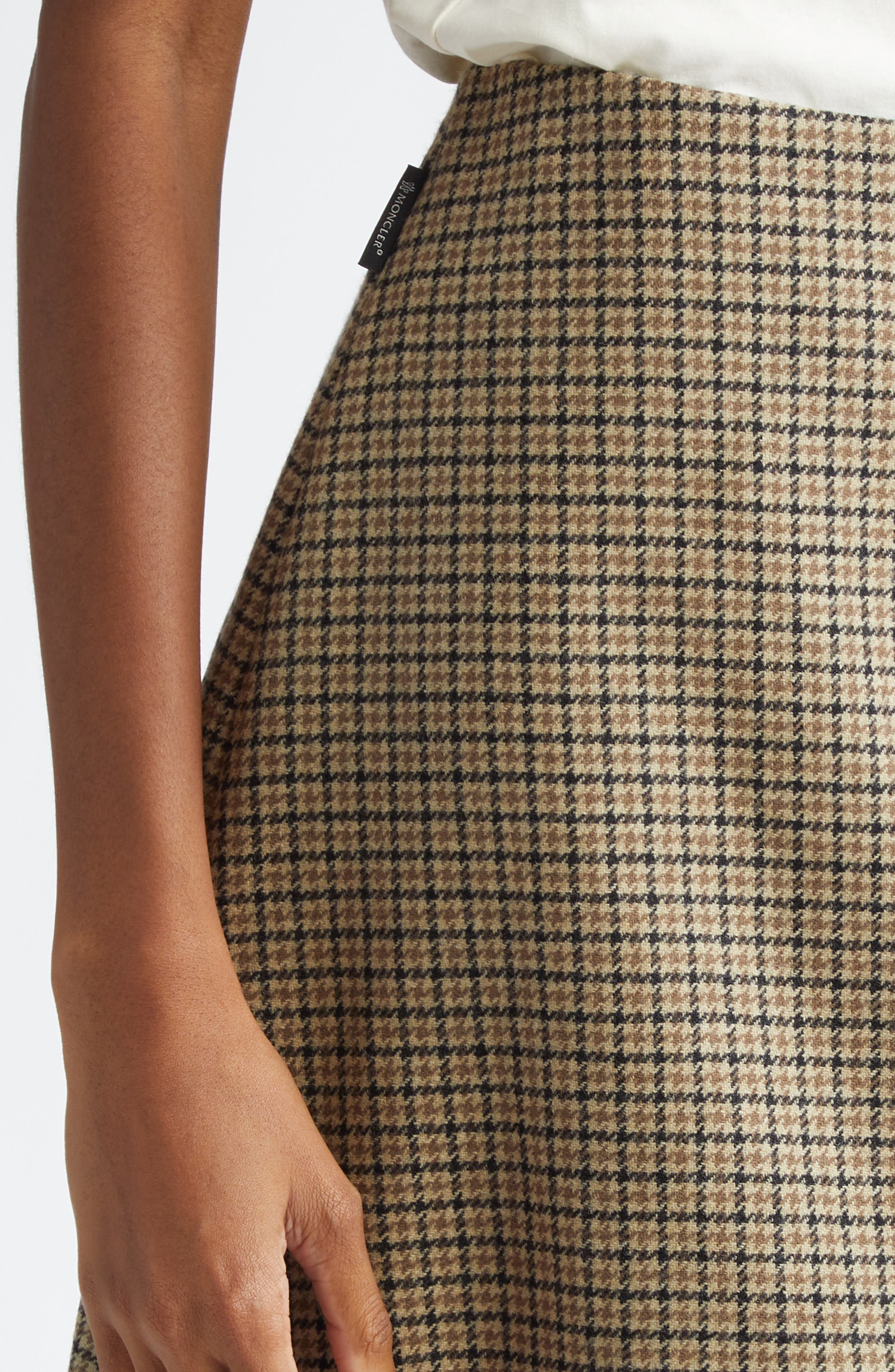 Moncler Houndstooth Plaid Wool Blend Miniskirt in Brown/White at Nordstrom - 5