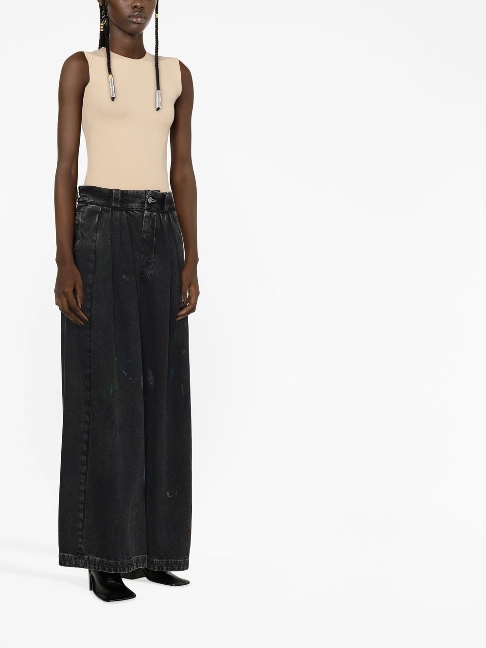 paint-splatter wide-leg jeans - 3