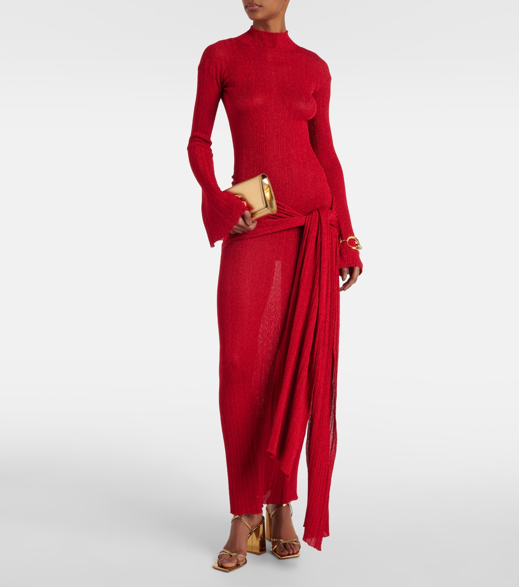 Draped lamé maxi dress - 2