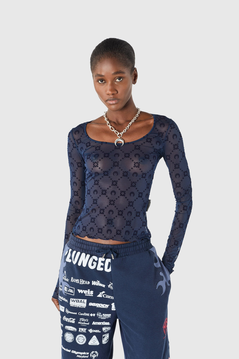 Marine Serre MOONOGRAM MESH FLOCK LONG SLEEVES ROUNDNECK TOP outlook