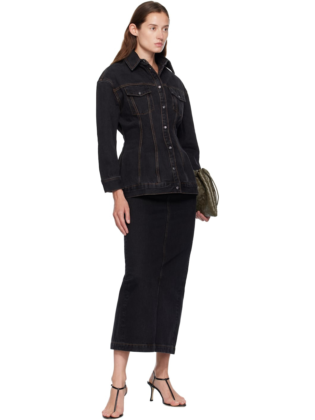 Black Denim Contour Jacket - 4