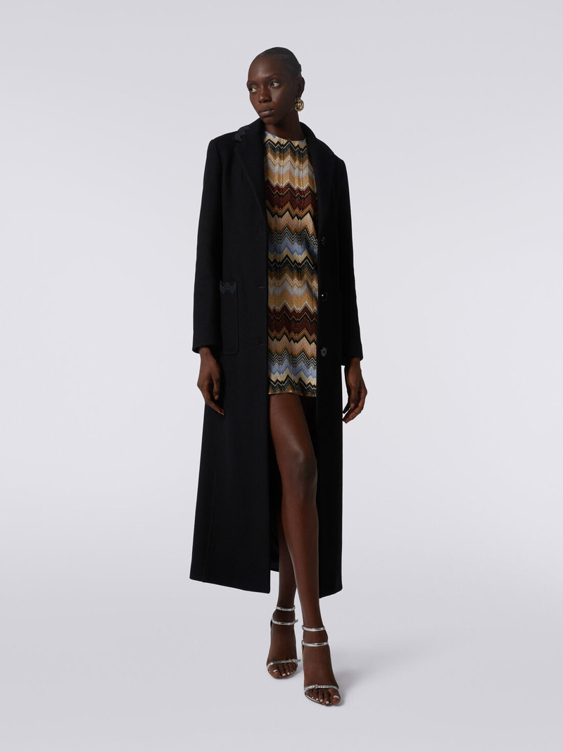 Missoni Wool blend long coat with zigzag inserts outlook