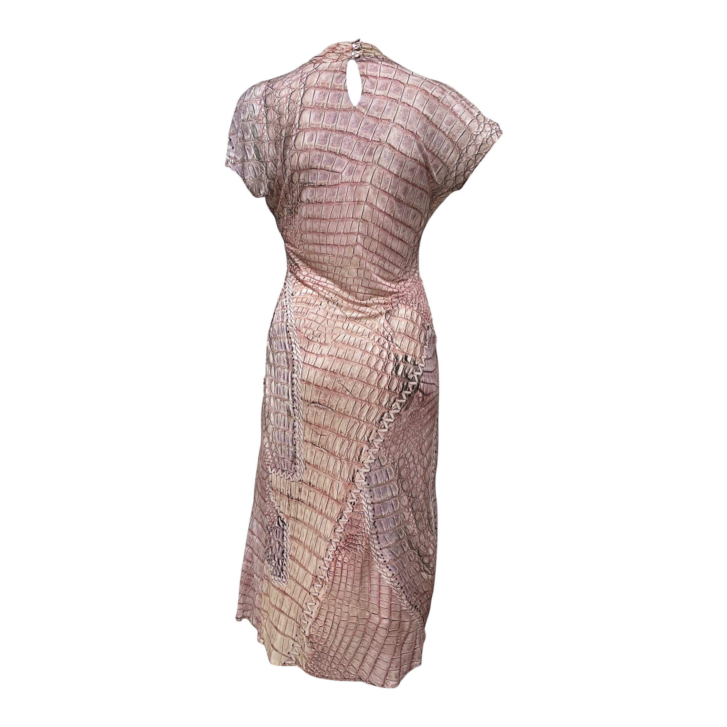 ROBERTO CAVALLI Spring Summer 2011 Crocodile Print Laced Up Dress - 2