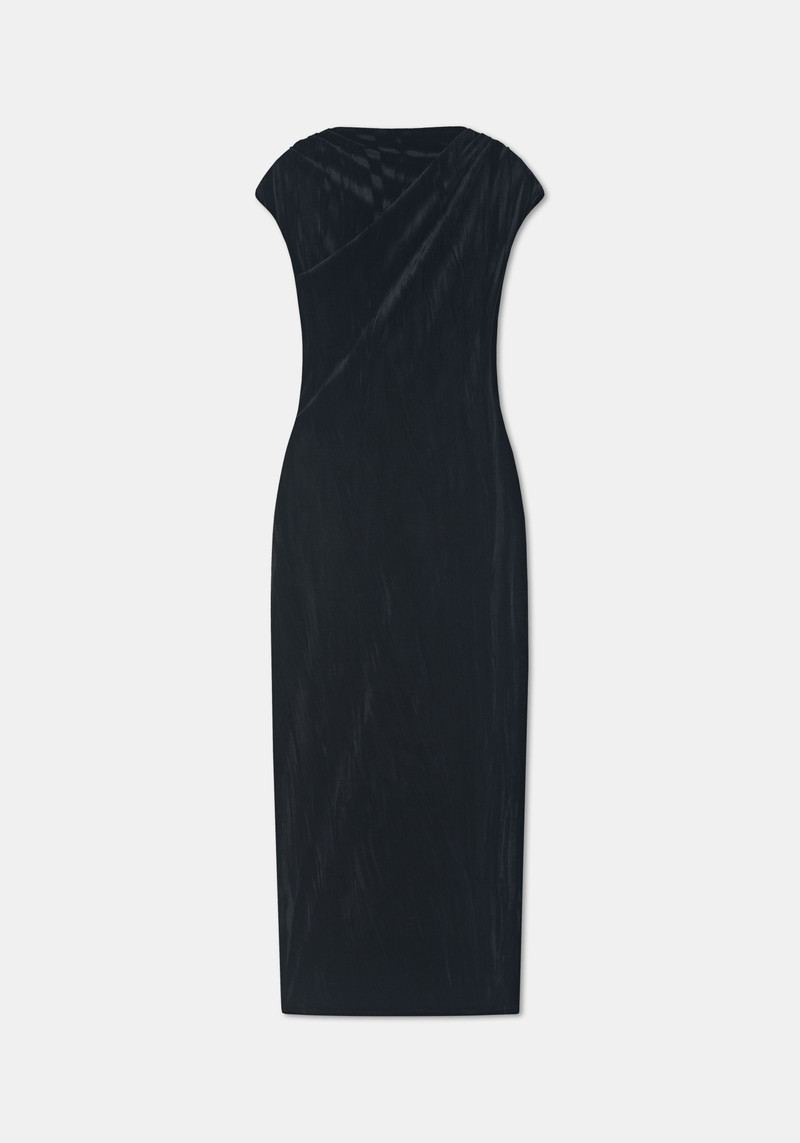 ELOWEN Gathered shoulder velvet maxi dress 1