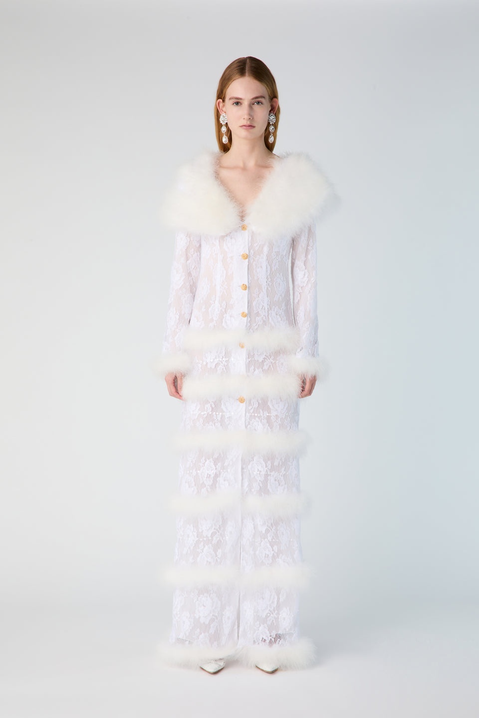 LACE COAT WITH FEATHERS - 4