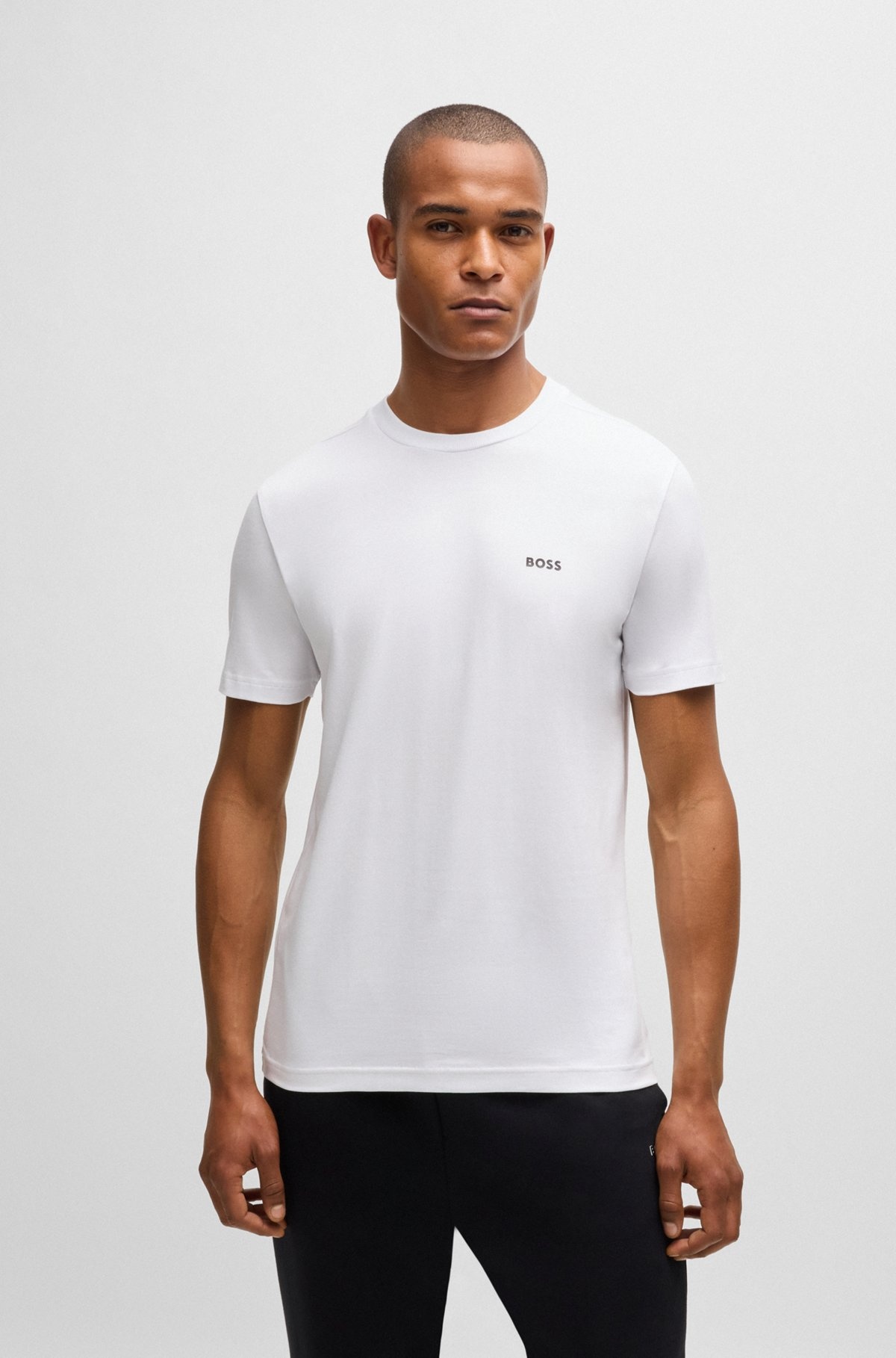 STRETCH-COTTON REGULAR-FIT T-SHIRT WITH CONTRAST LOGO - 2