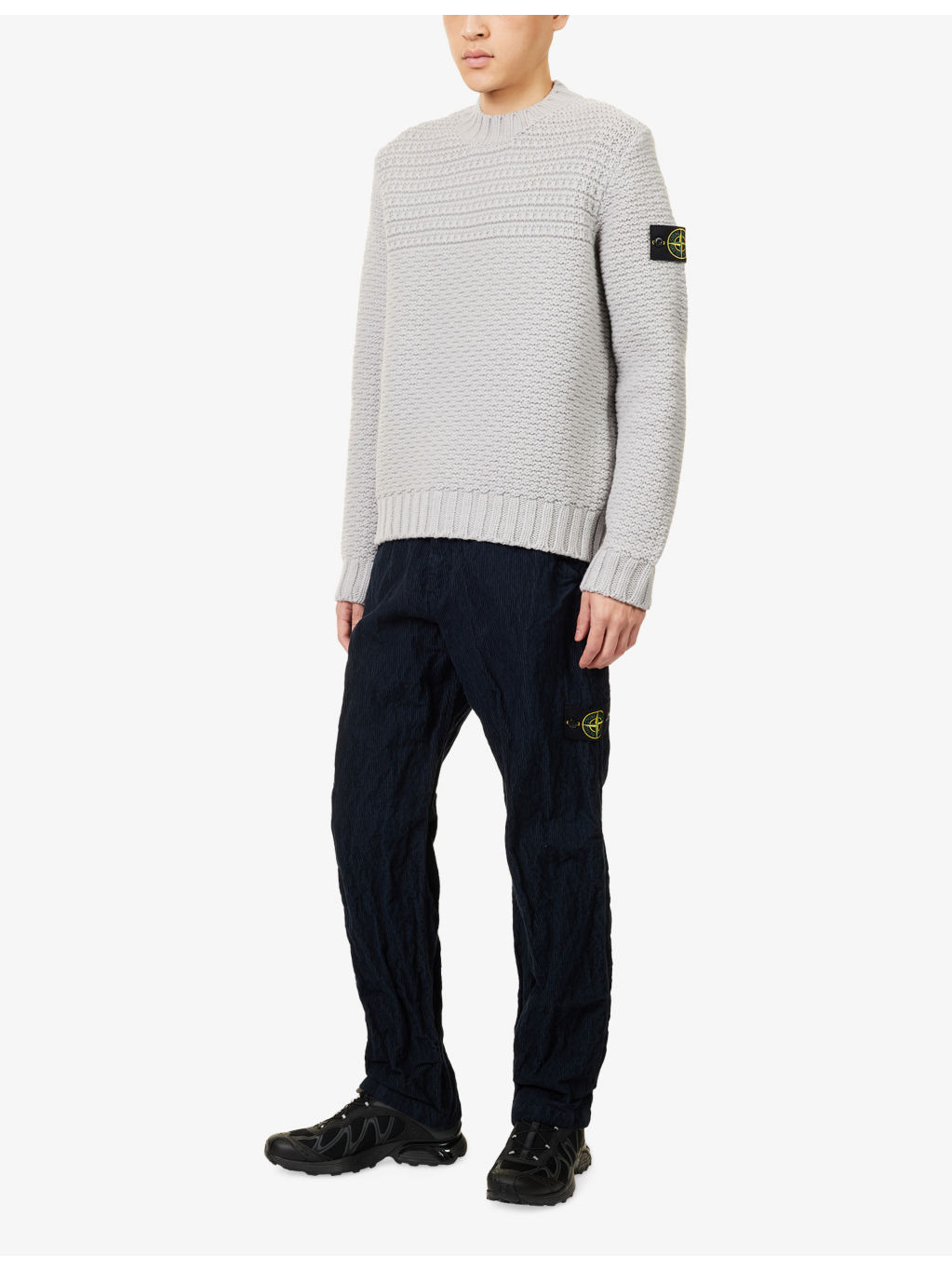 Logo-Patch Textured Wool-Knit Jumper - 2