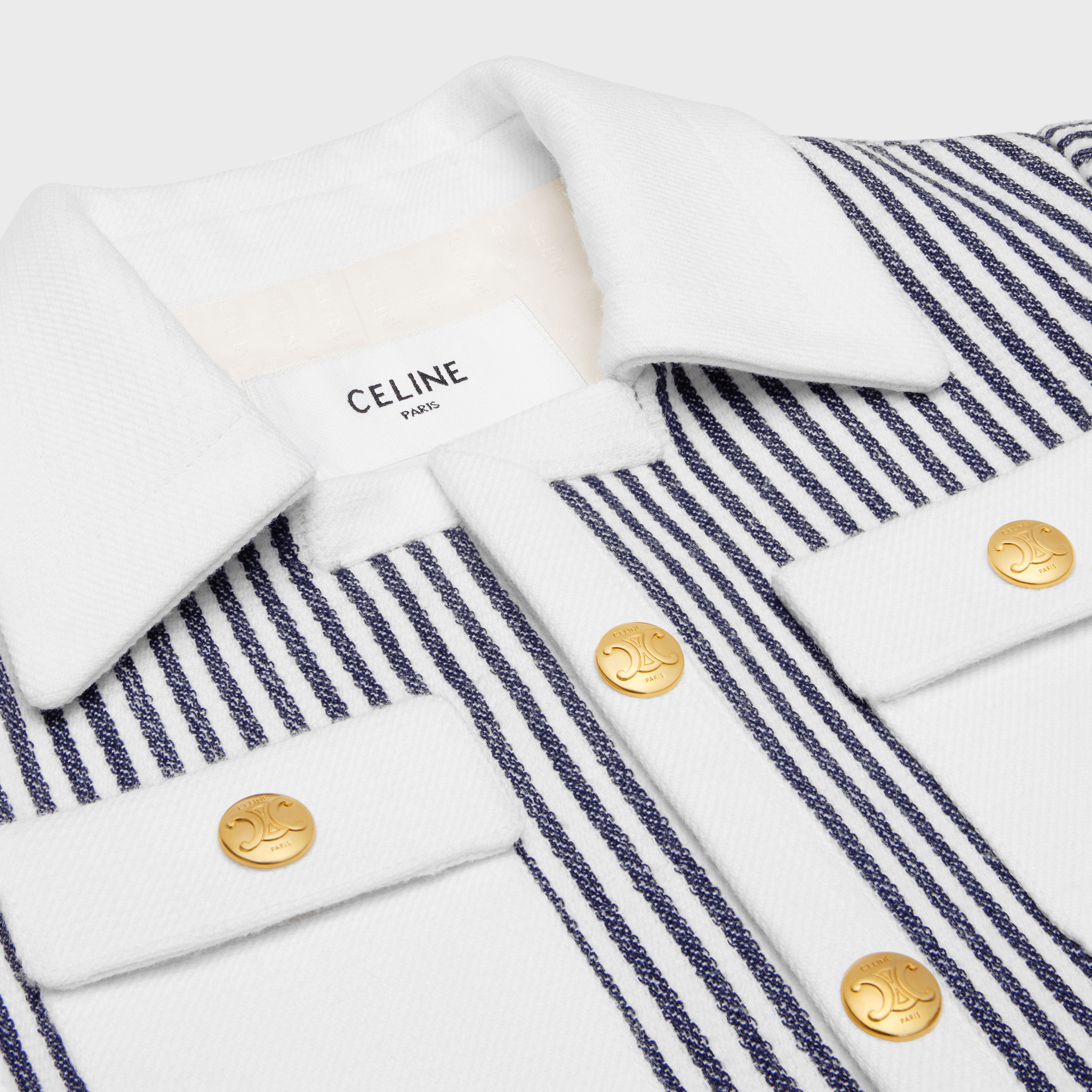 CELINE 上品 チェルシージャケット ストライプ CHELSEA JACKET CHELSEA JACKET IN STRIPED WOOL