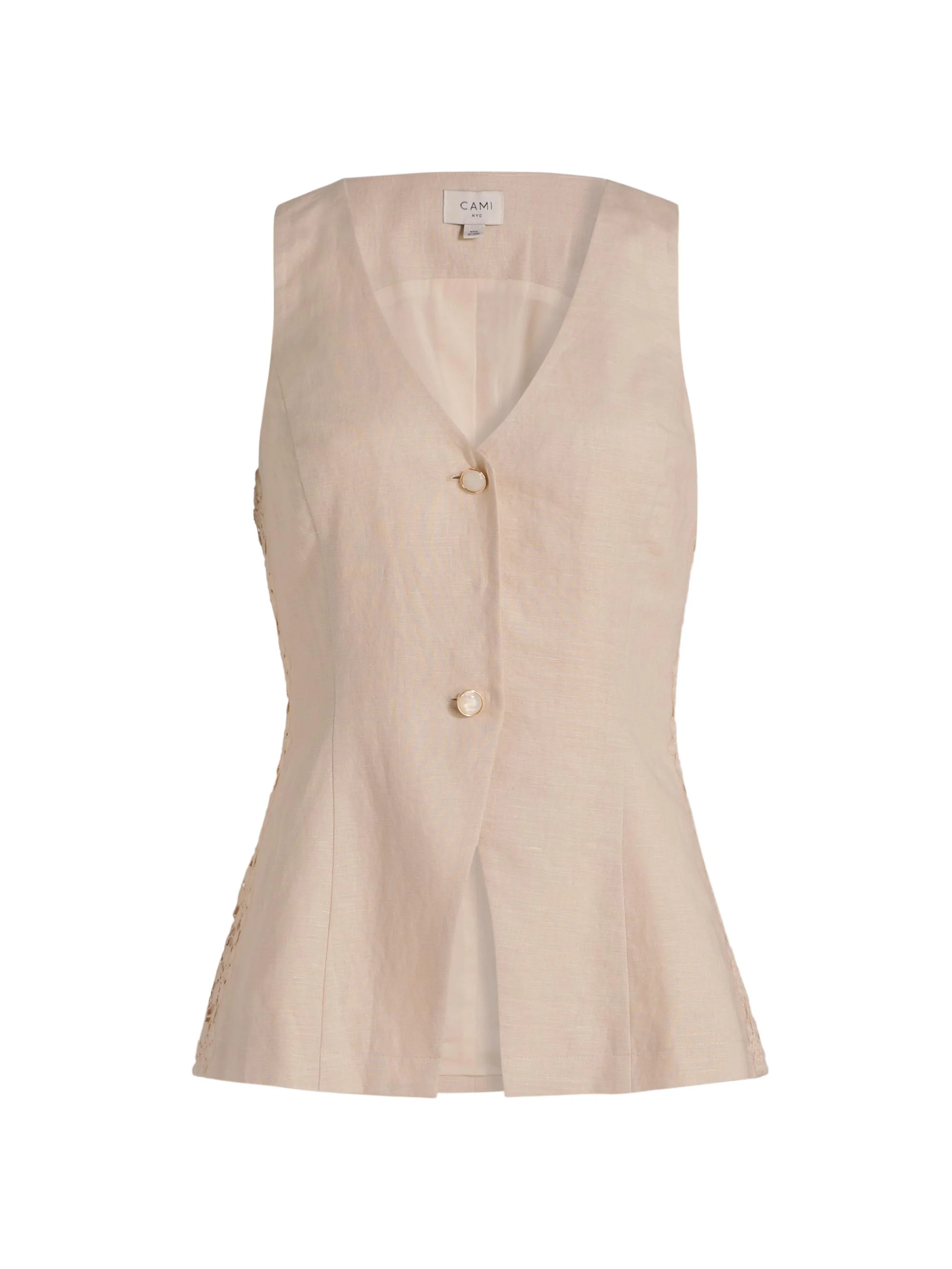 Women's Sabella Linen-Cotton Vest - Cannoli - 1