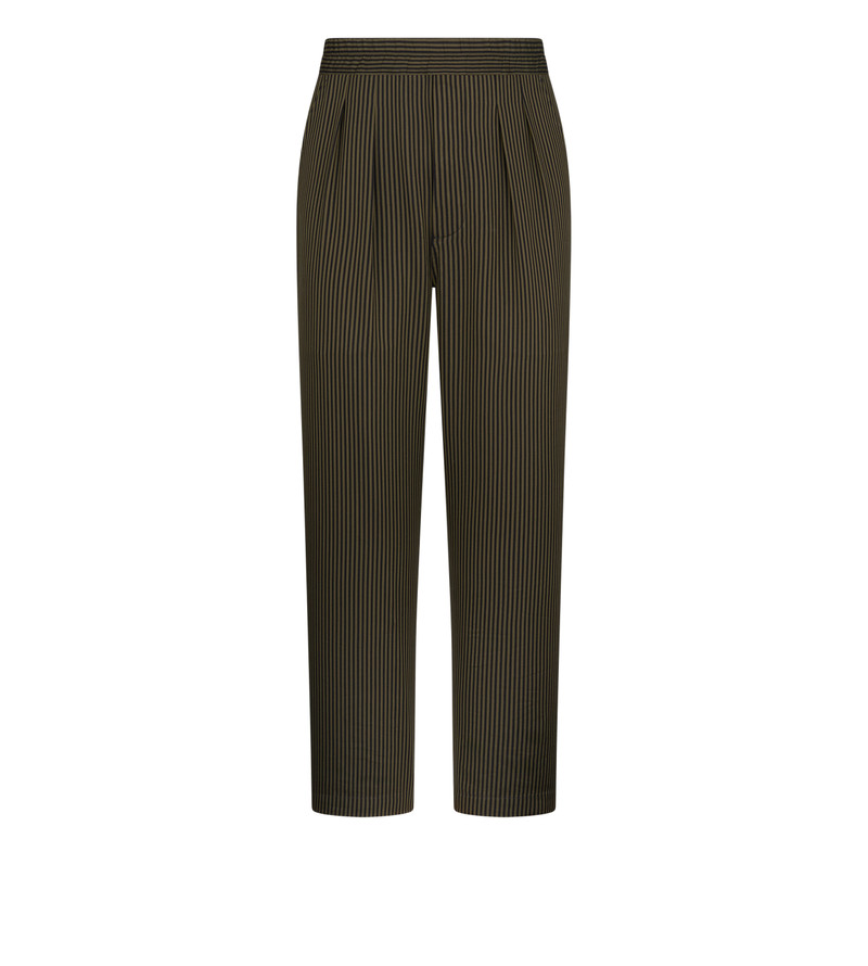 COTTON SILK BENGAL STRIPE PLEATED LOUNGE PANT 1