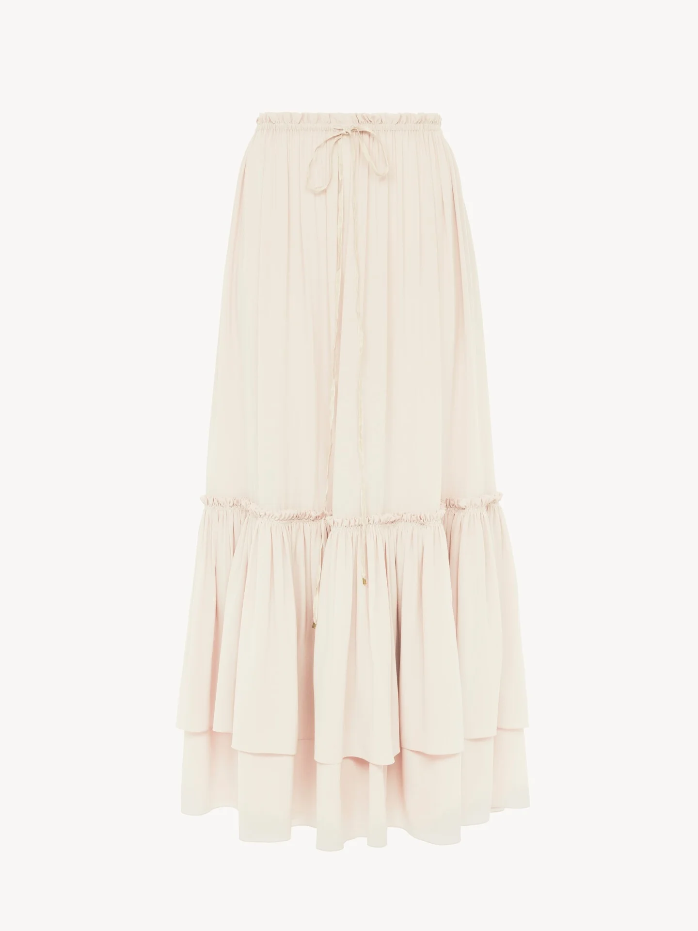 RUFFLED LONG SKIRT IN SILK MOUSSELINE - 1