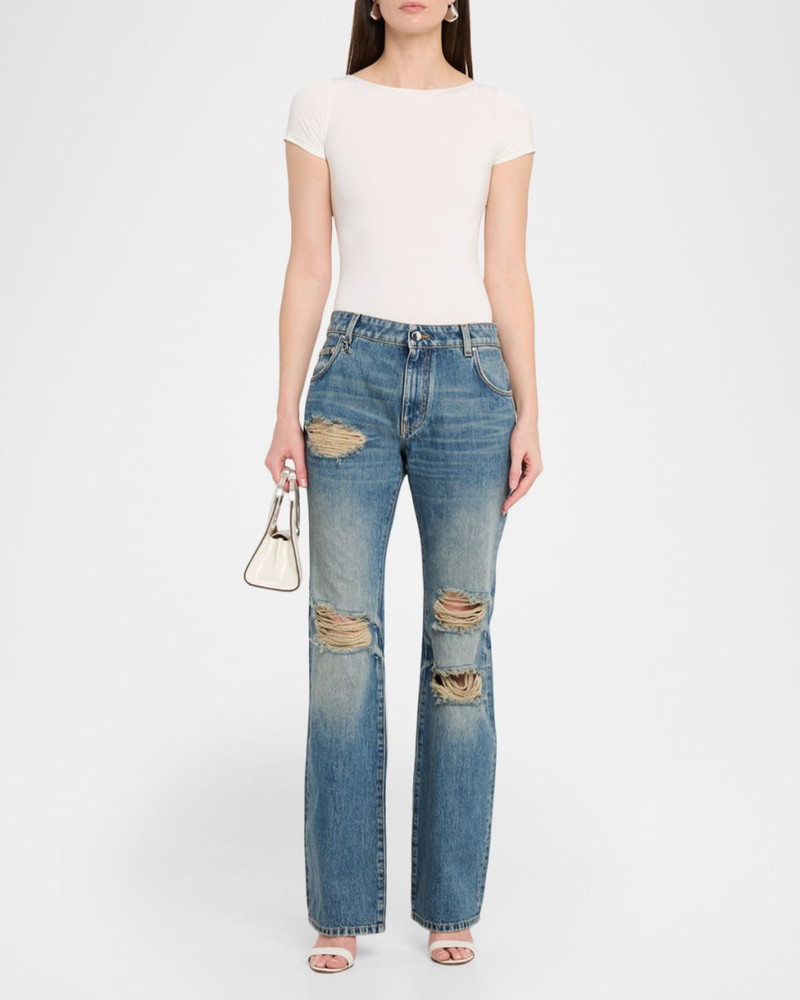 AMIRI Slash Distressed Bootcut-Leg Jeans outlook