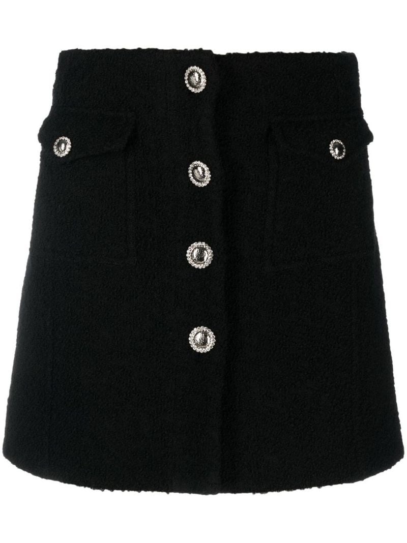 button-up bouclé mini skirt - 1
