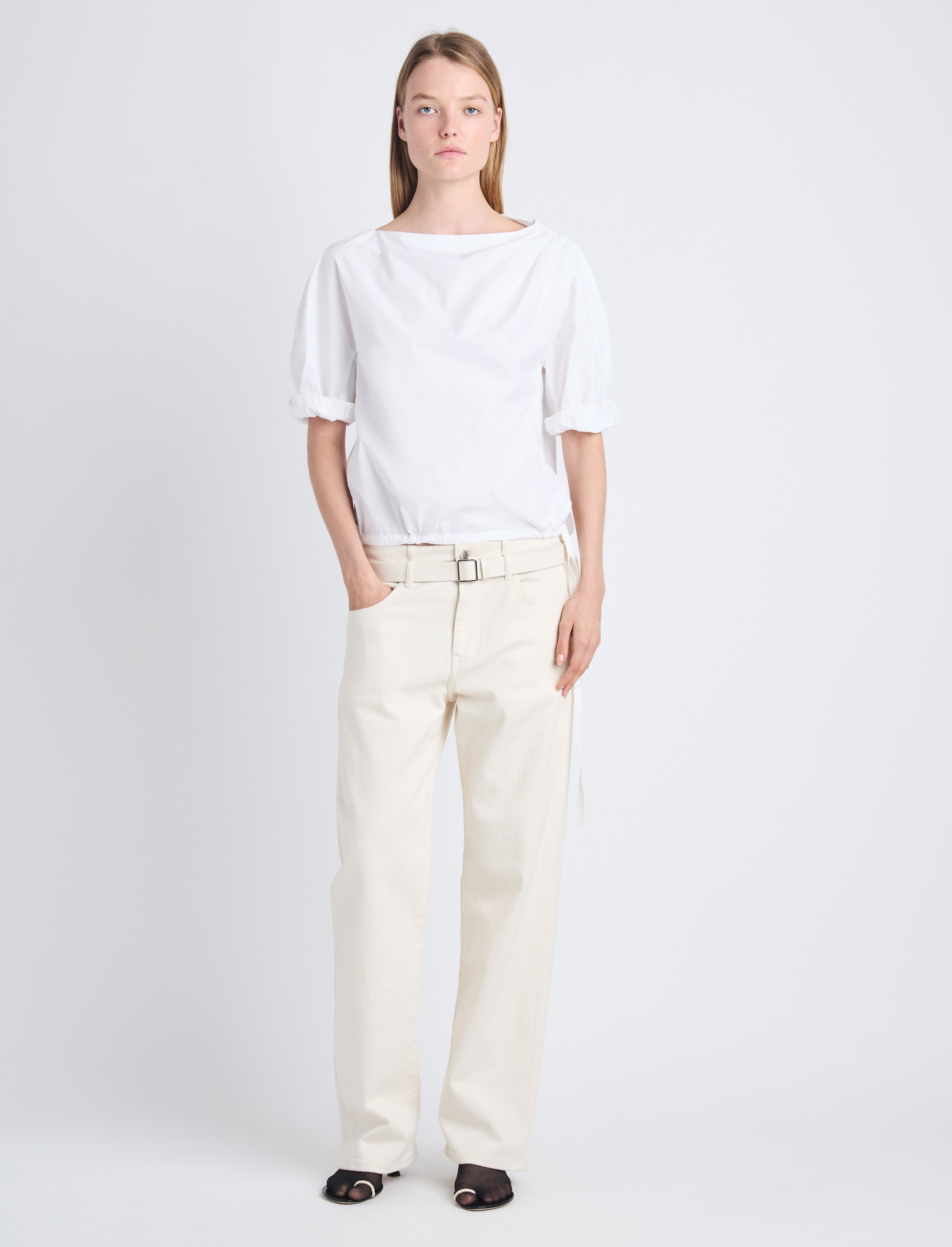 Addison Puff Sleeve Top in Washed Cotton Poplin - 3