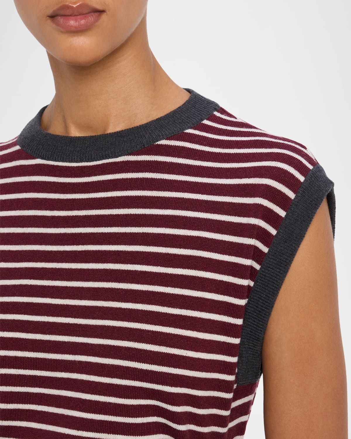 Striped Wool-Cashmere Knit Sleeveless Sweater - 5