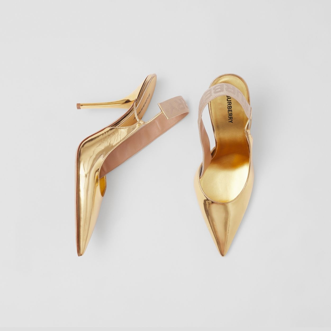 Metallic Leather Slingback Pumps - 6